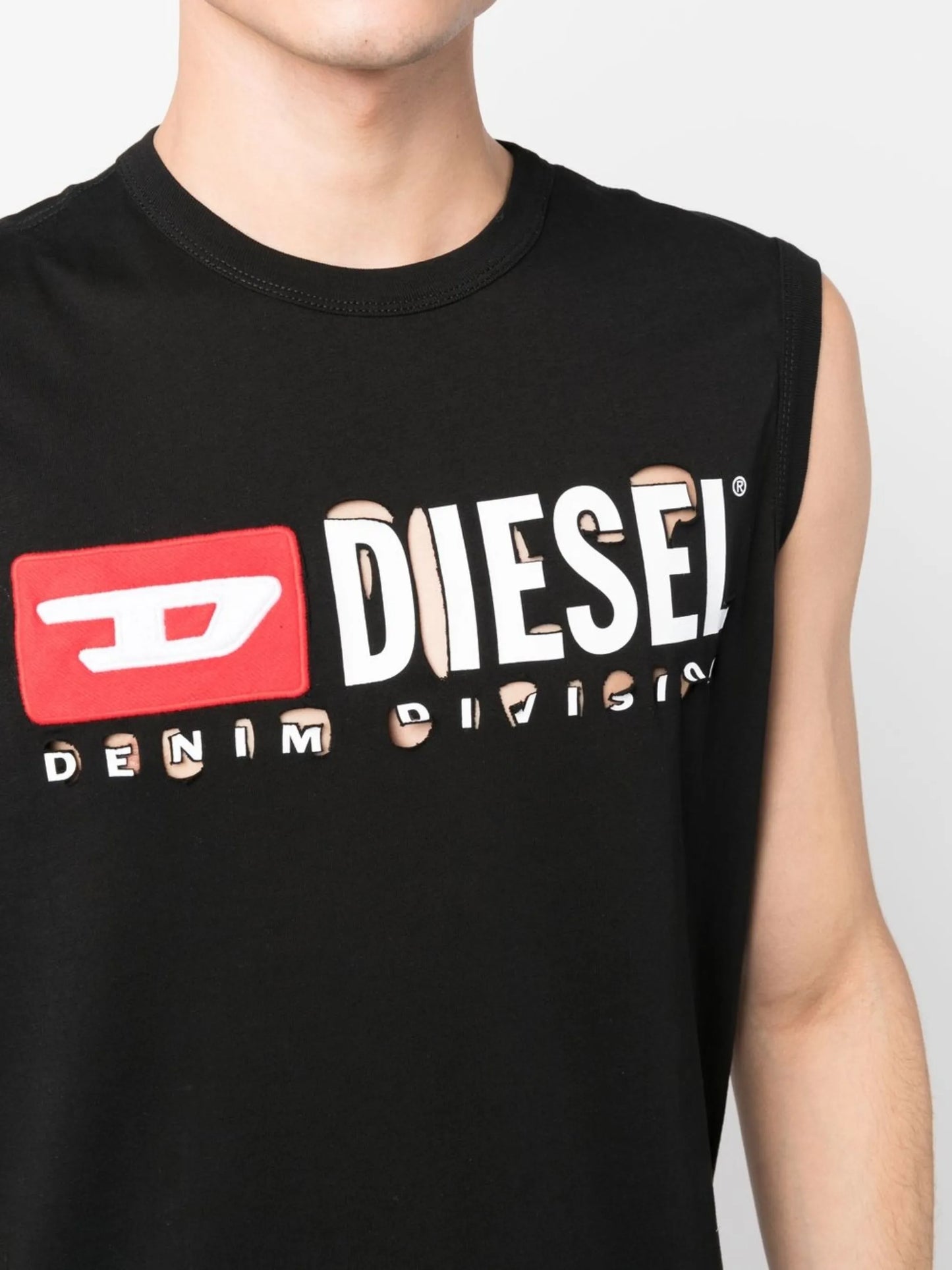 T-Bisco-Divstroyed logo-print tank top