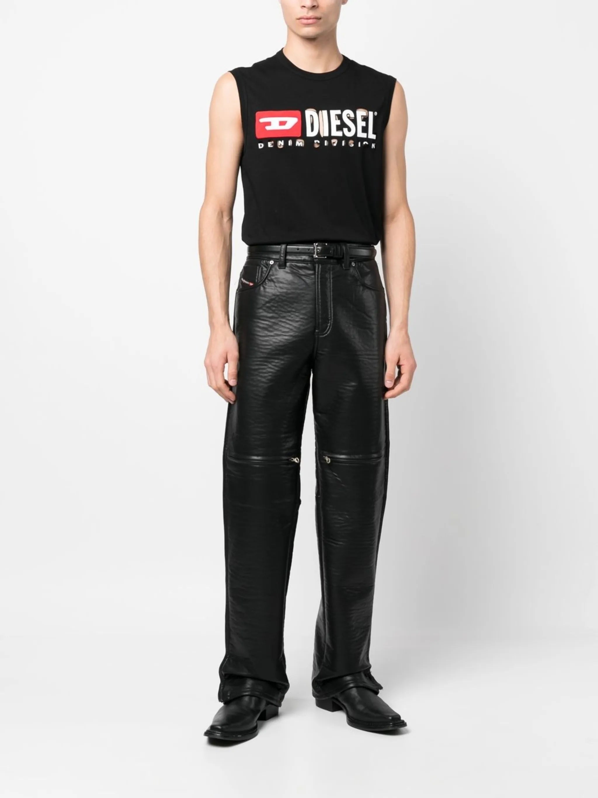 T-Bisco-Divstroyed logo-print tank top