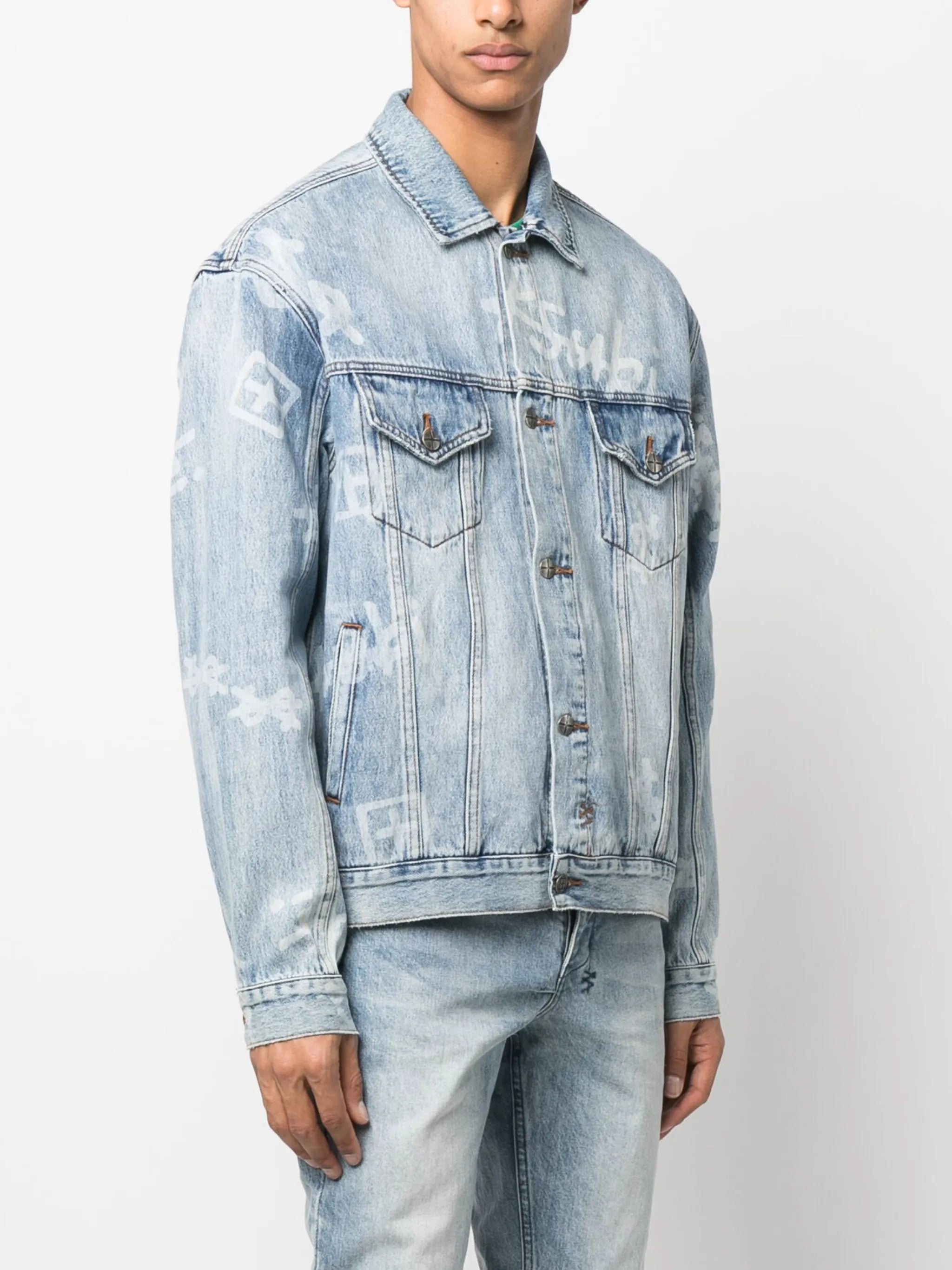 logo-print denim jacket