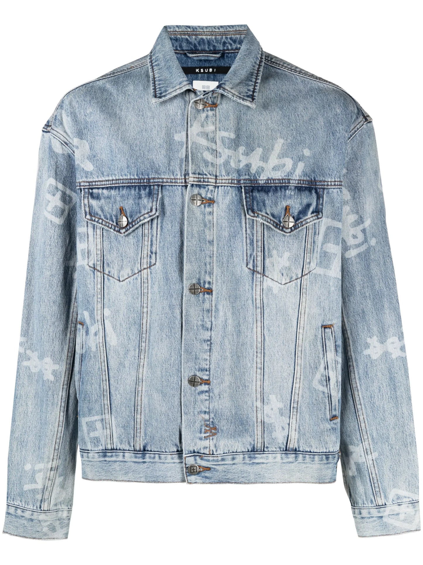 logo-print denim jacket