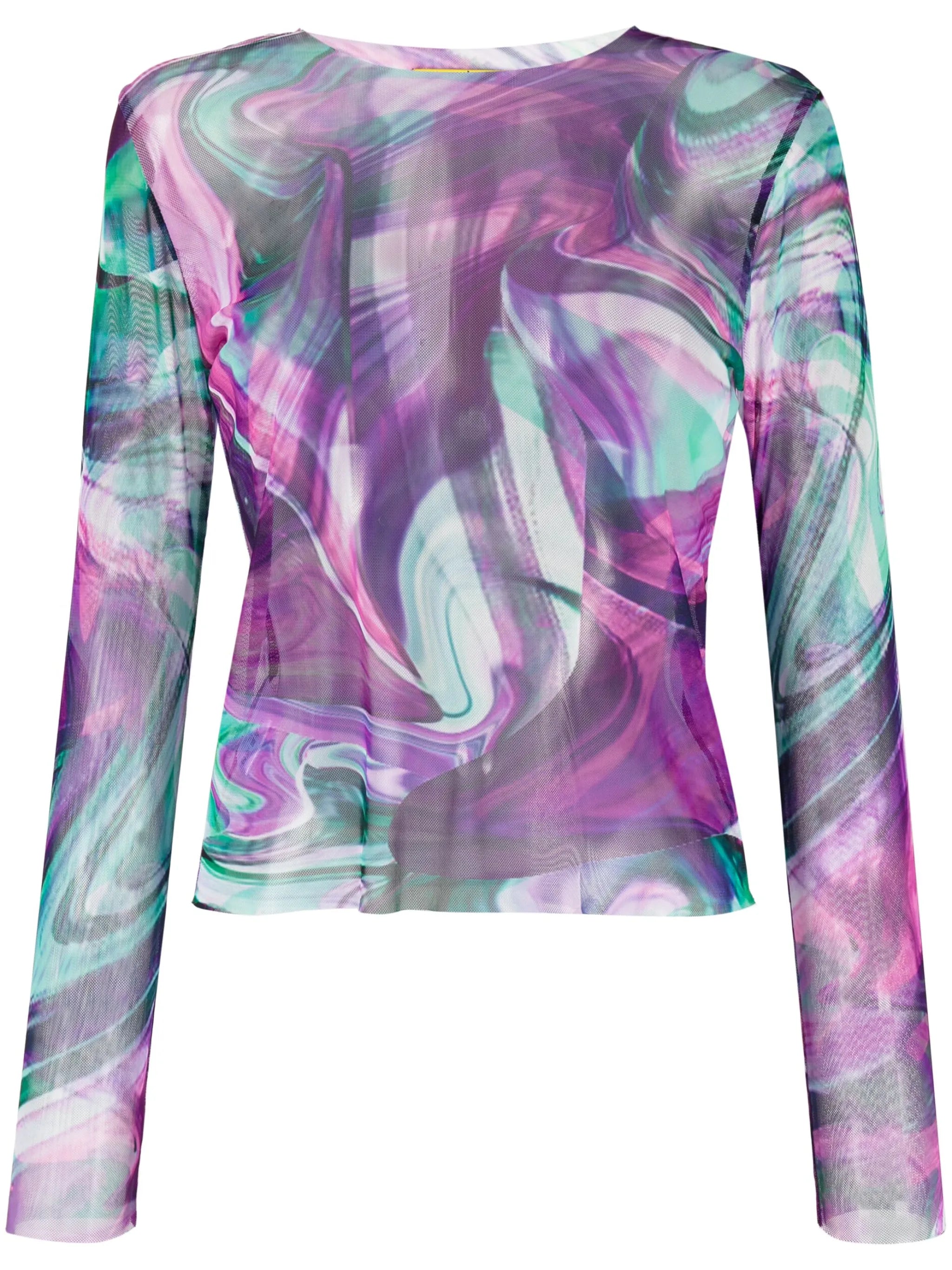 abstract-print mesh top