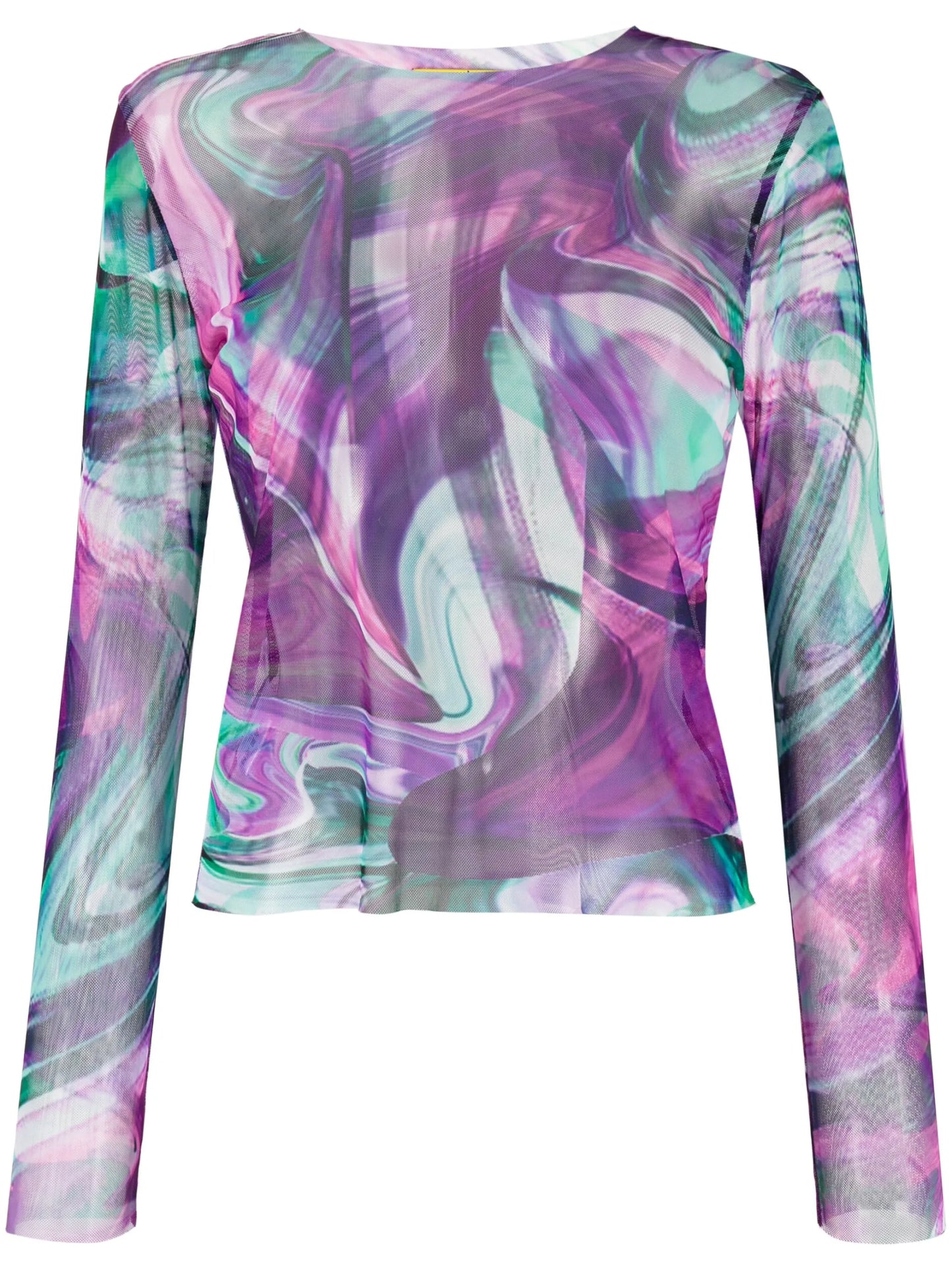 abstract-print mesh top