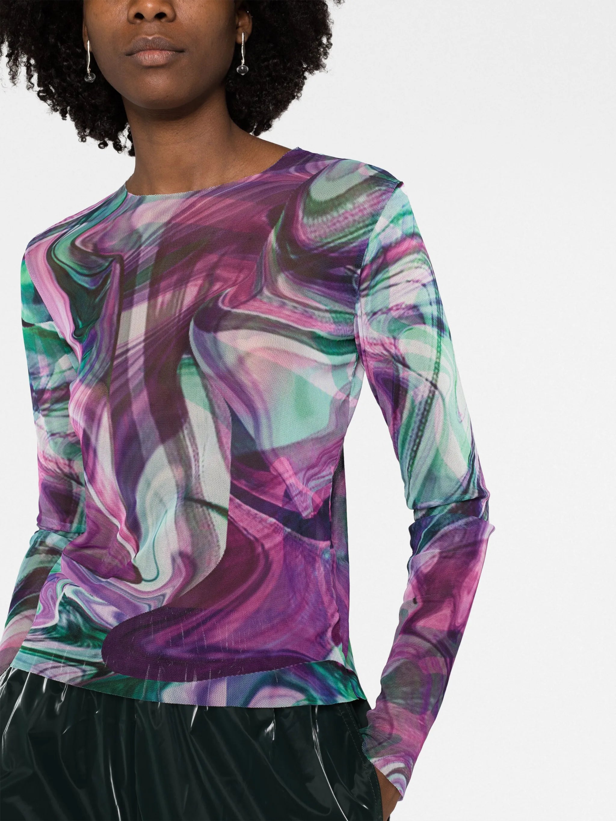 abstract-print mesh top