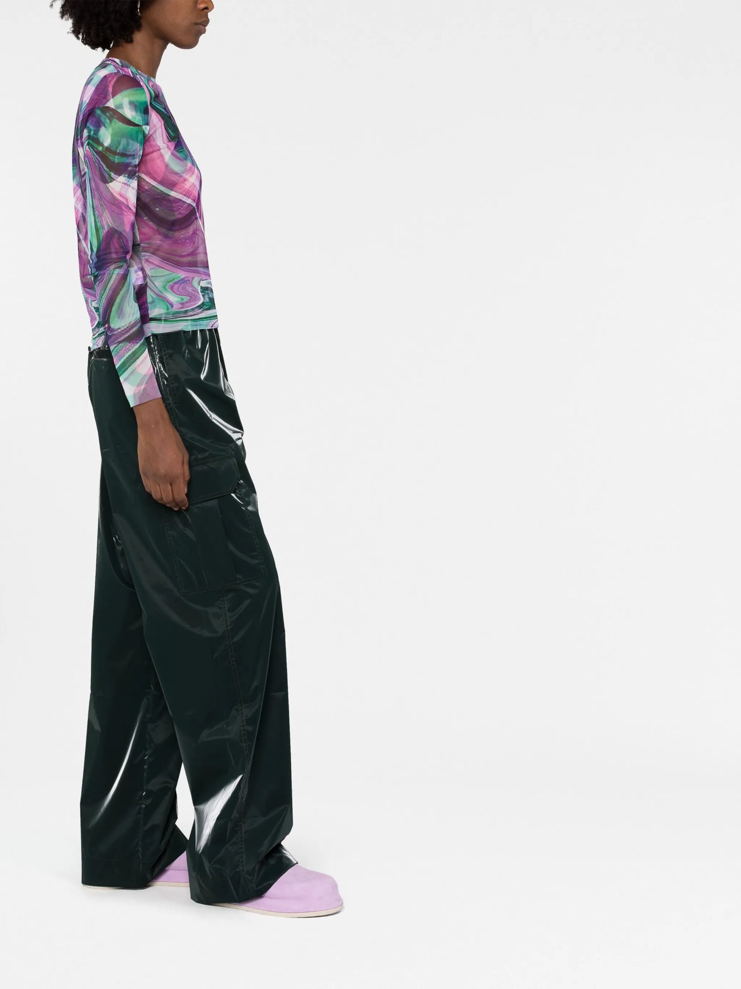 abstract-print mesh top