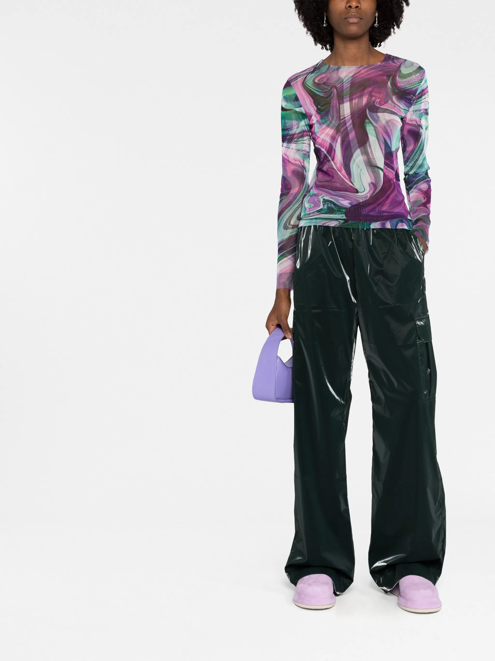 abstract-print mesh top