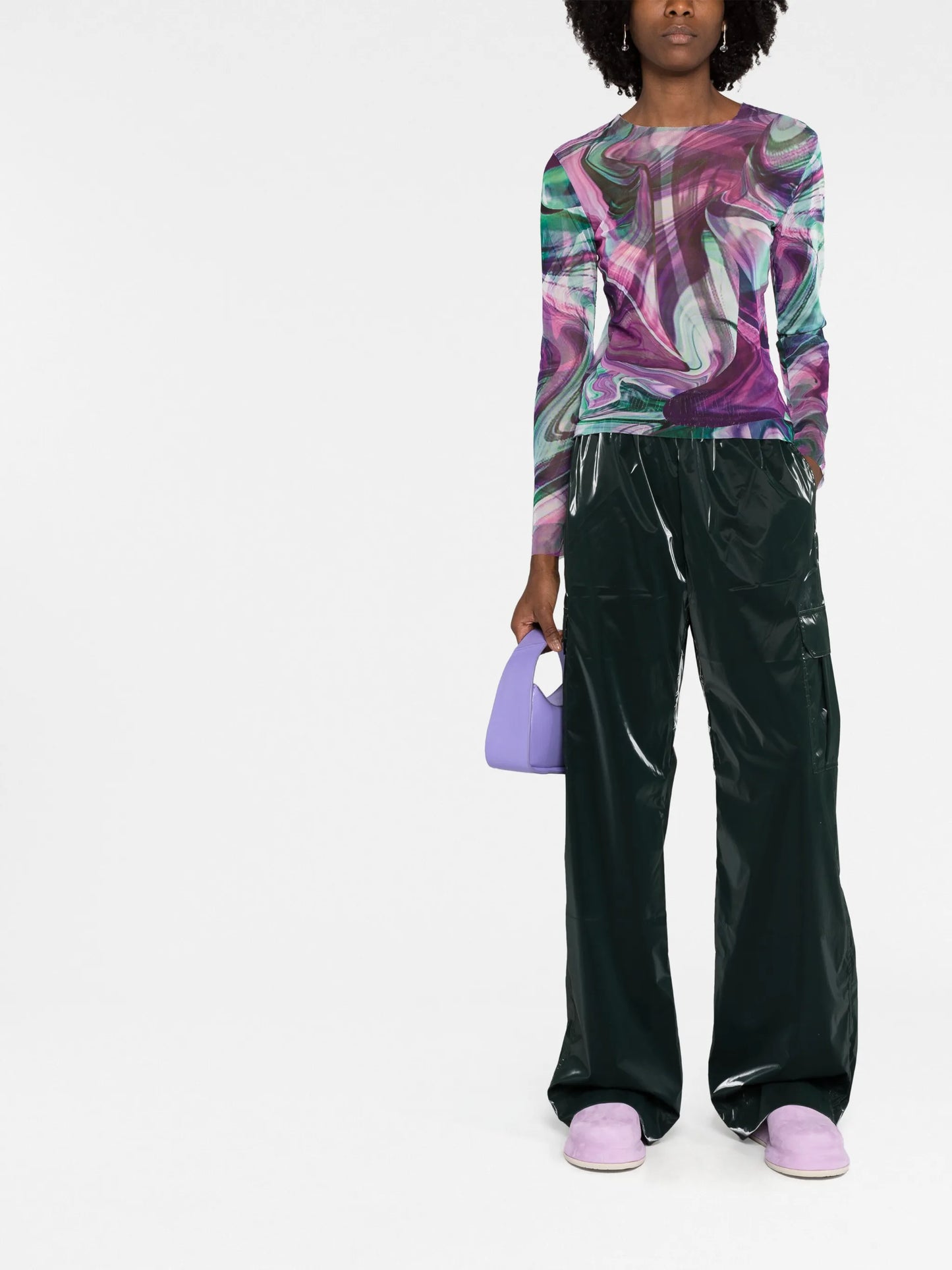 abstract-print mesh top