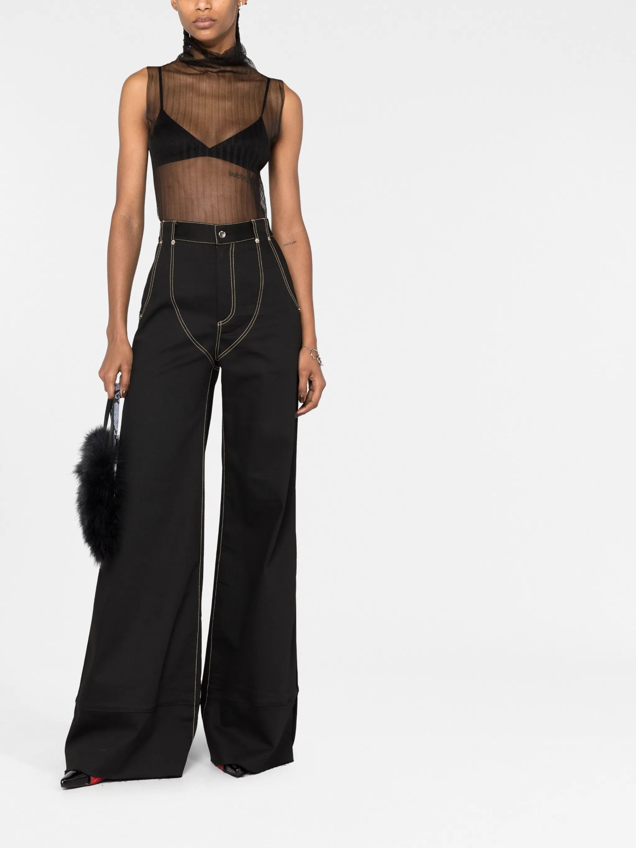 semi-sheer sleeveless top