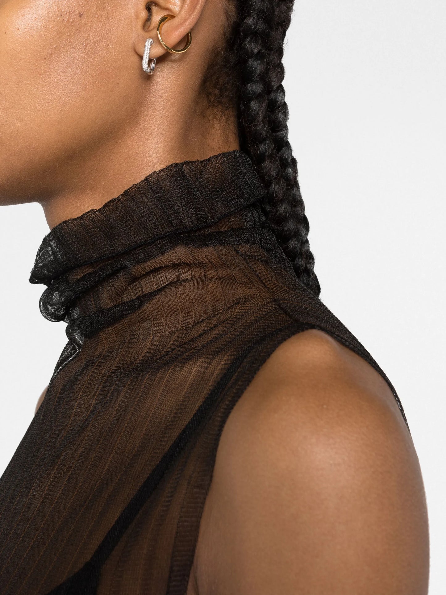 semi-sheer sleeveless top