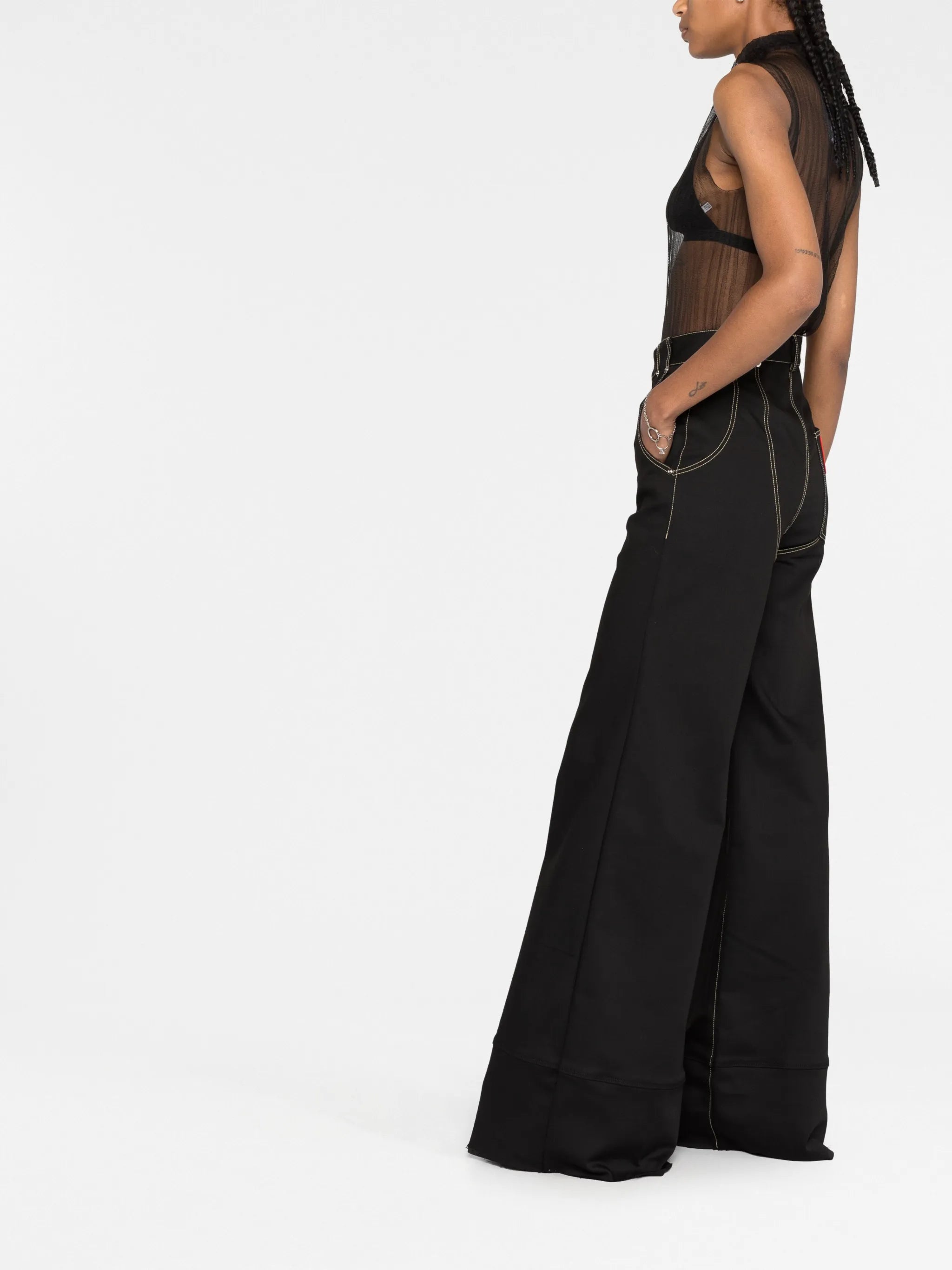 semi-sheer sleeveless top