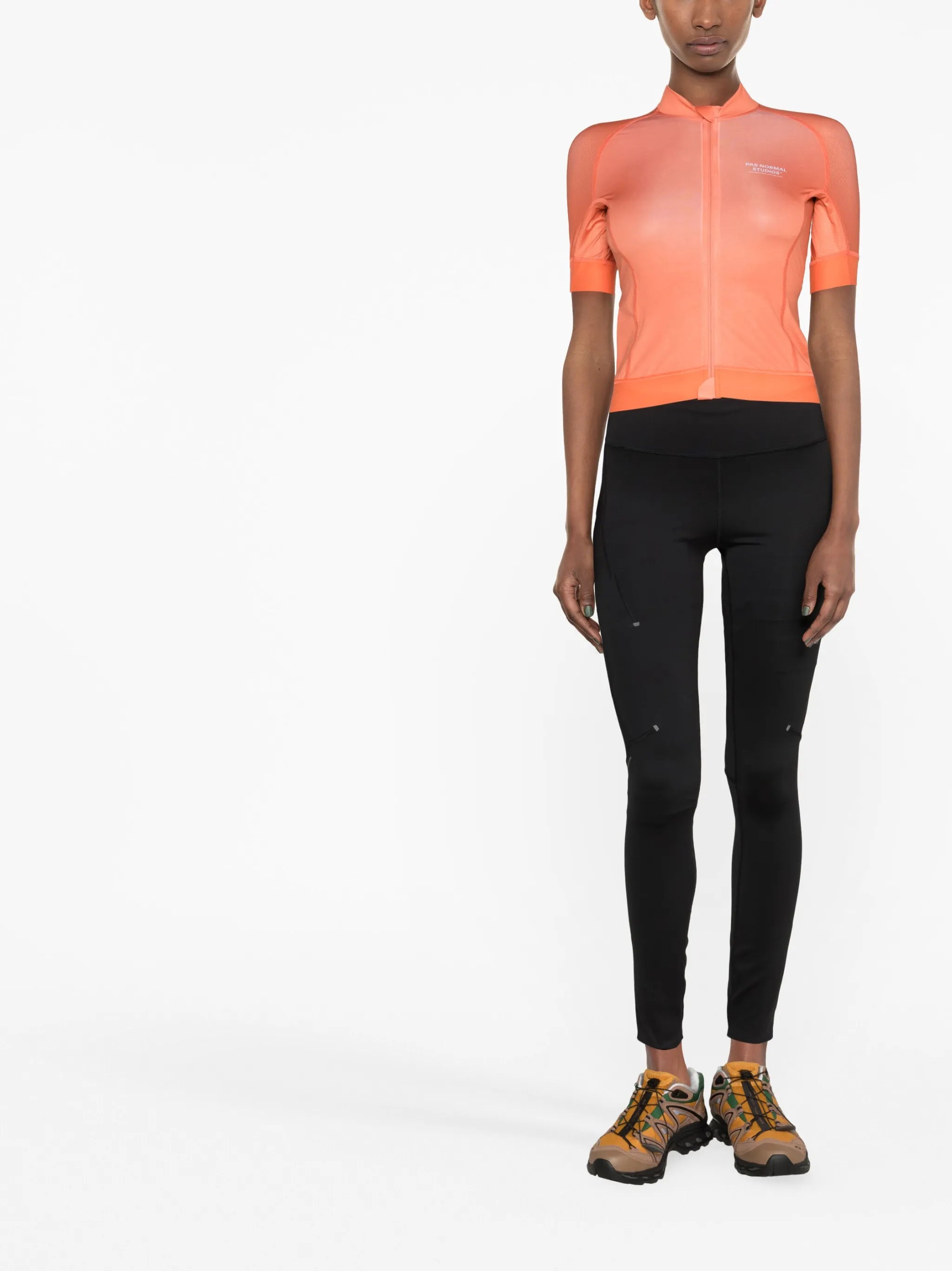 short-sleeve zip-up top