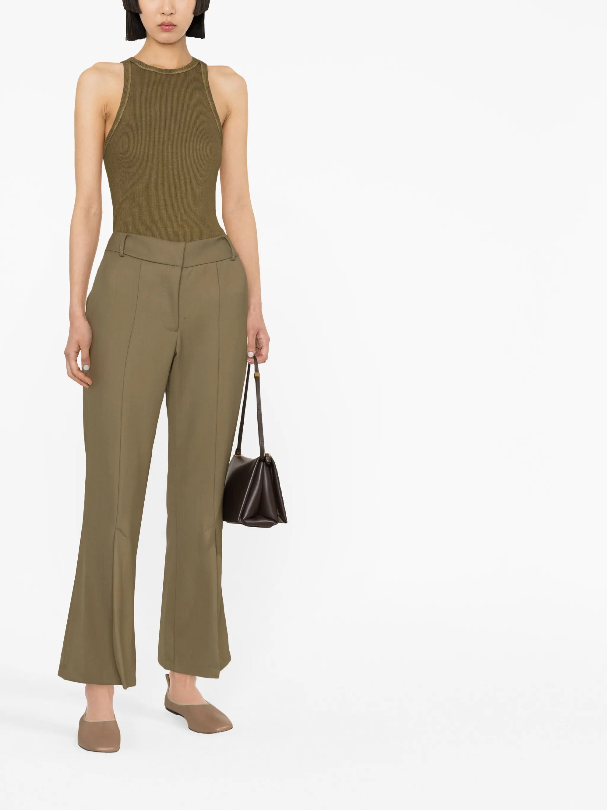 front-slit flared trousers