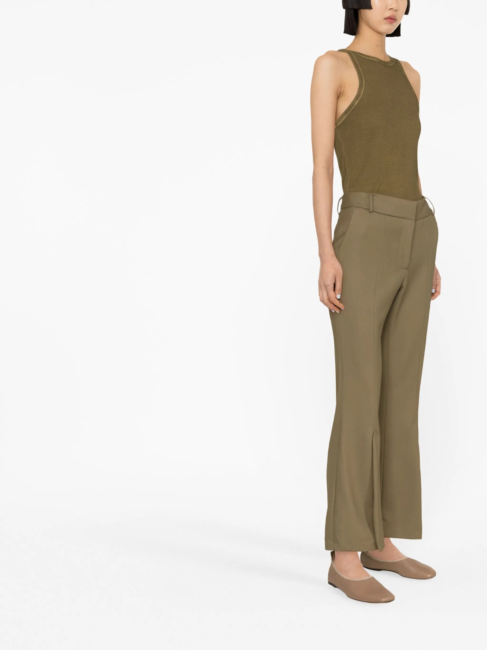 front-slit flared trousers