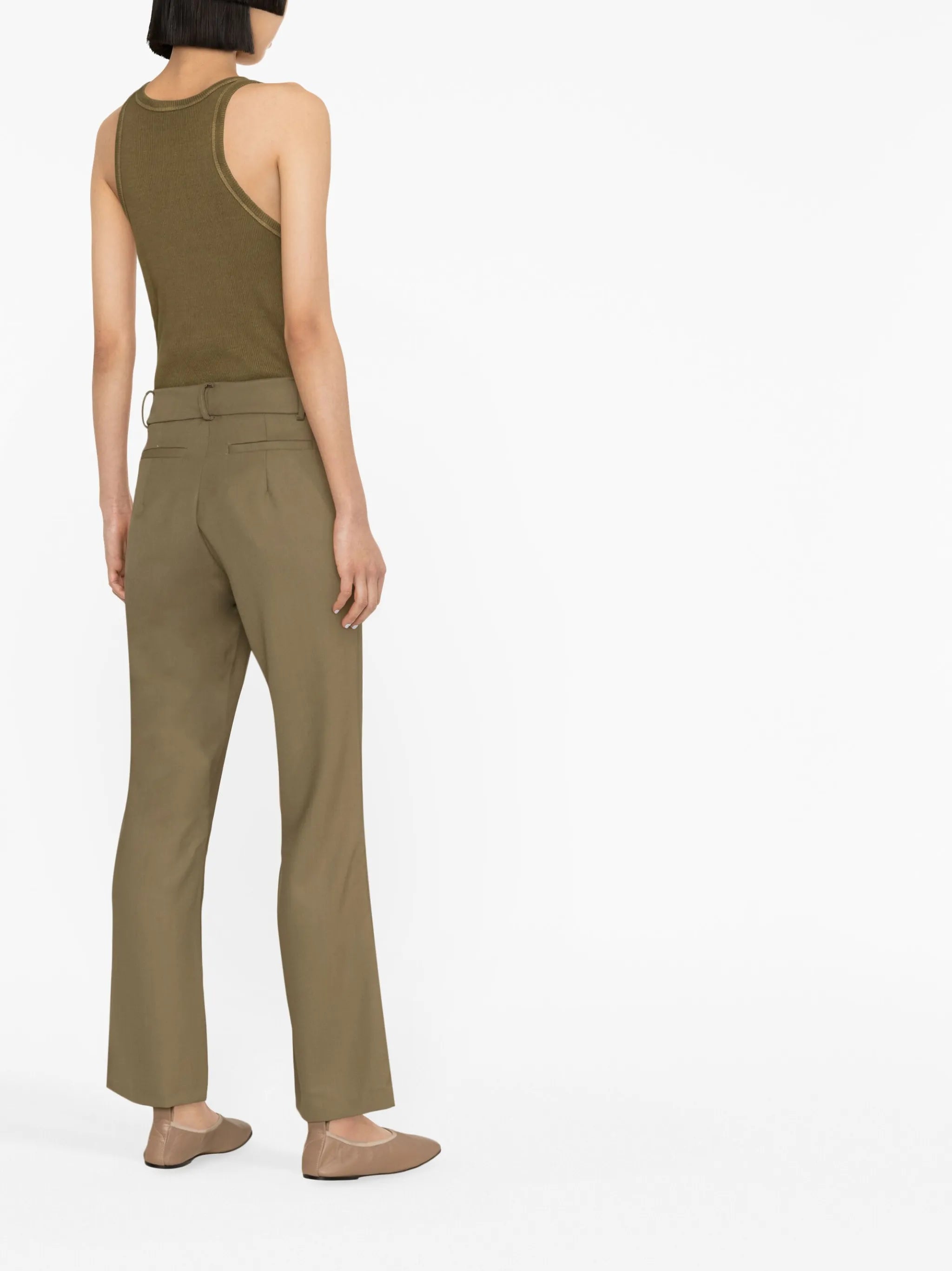 front-slit flared trousers