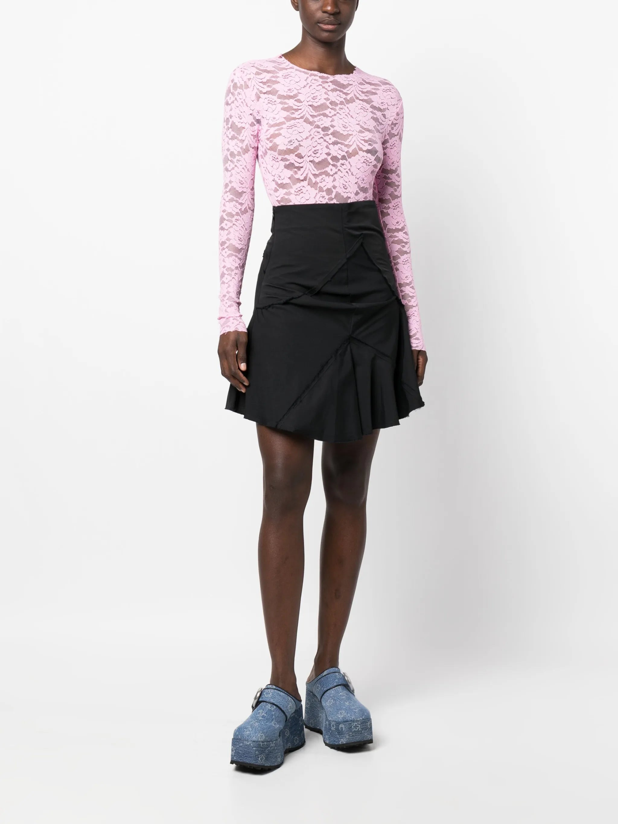 floral-lace long-sleeve top
