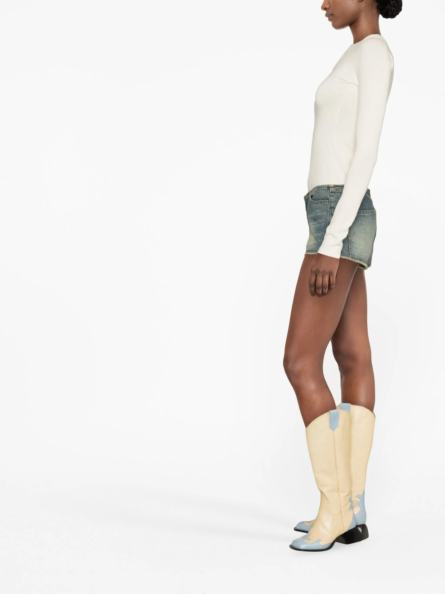 low-rise denim shorts