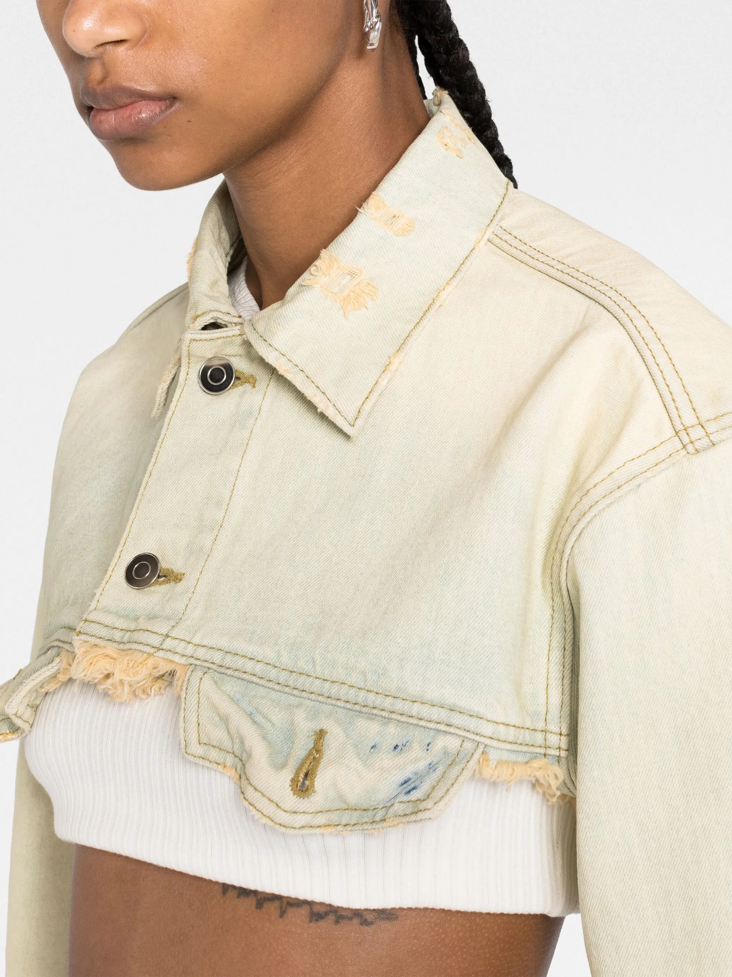 bleached cropped denim jacket