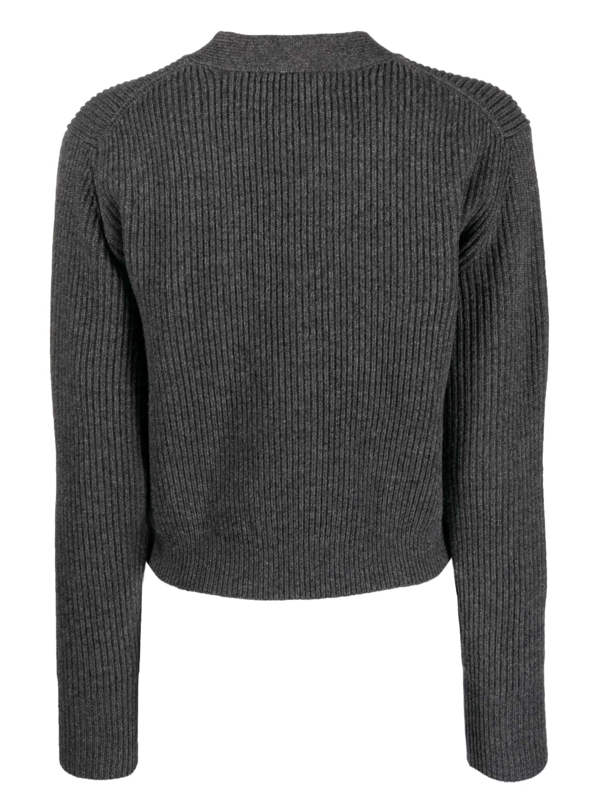 logo-patch wool cardigan