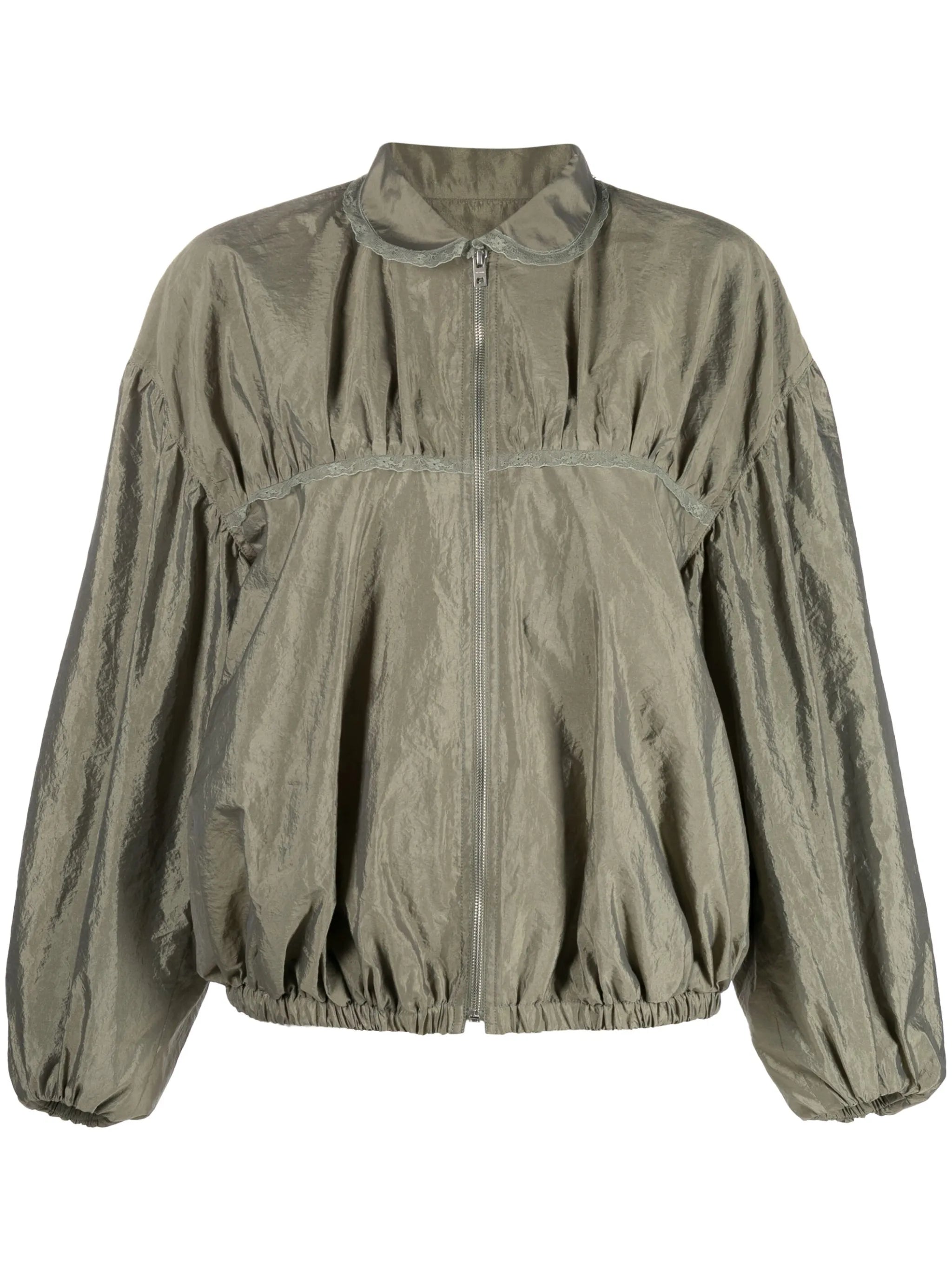 gathered zip-up jacket