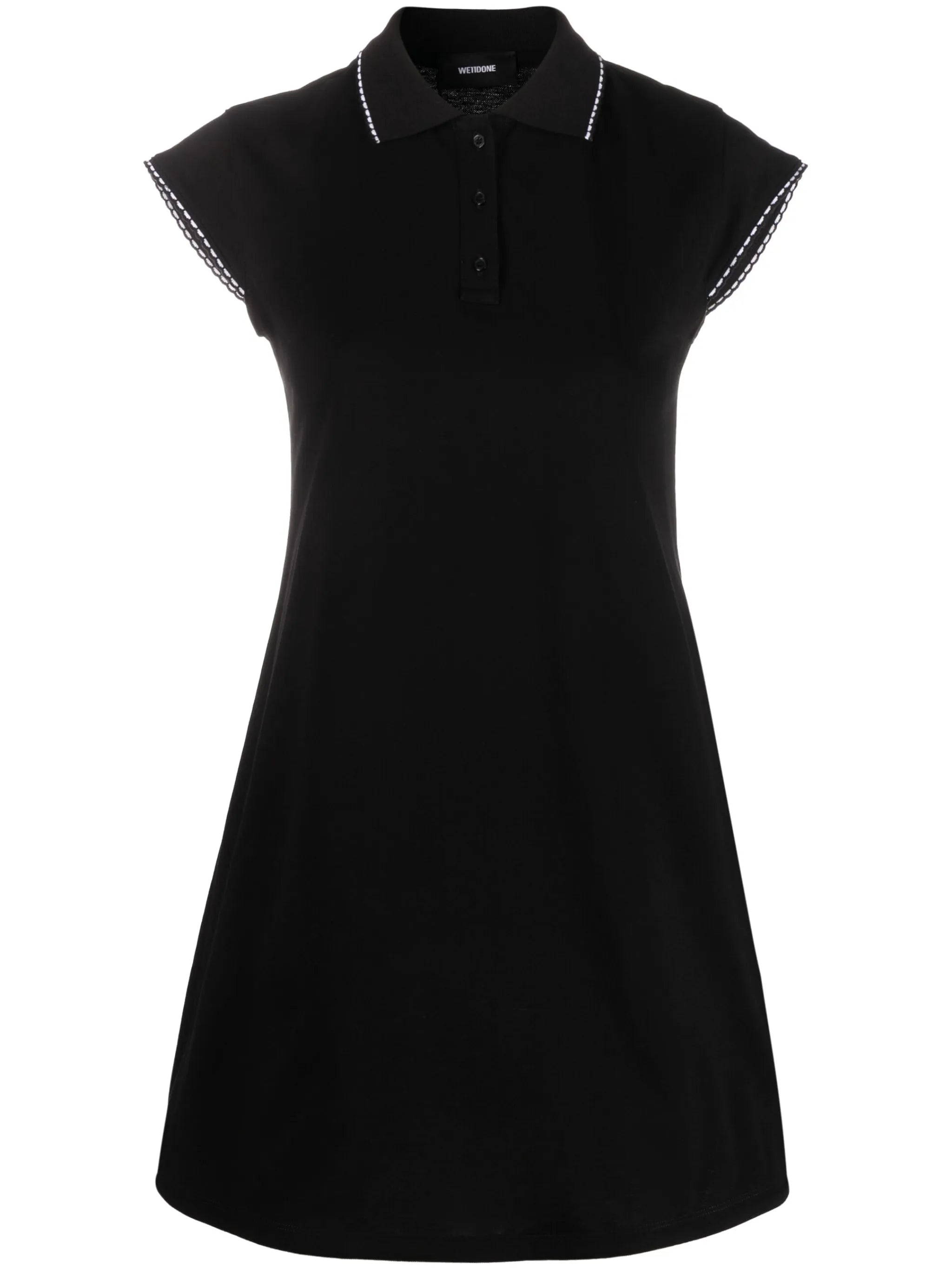 lace-trim piqué mini dress