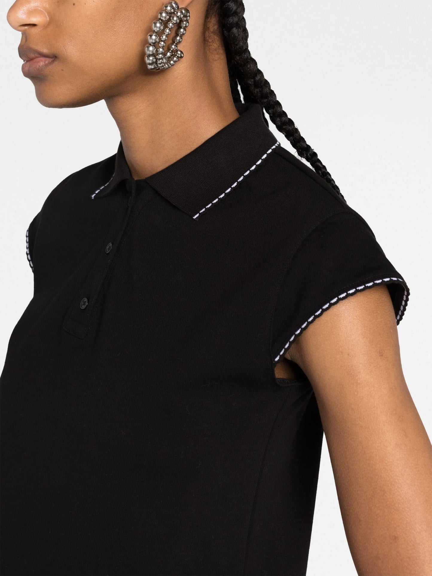 lace-trim piqué mini dress