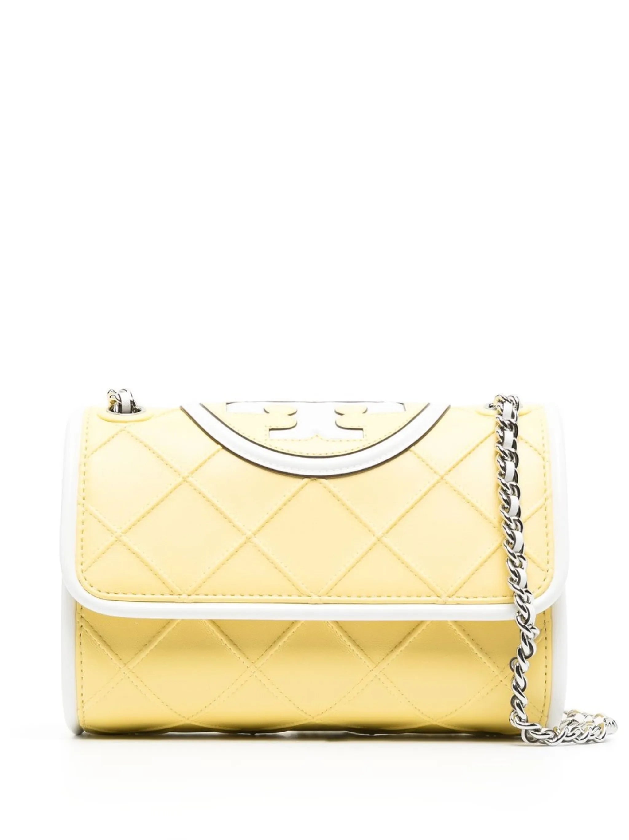 embossed and quilted cross-body bag