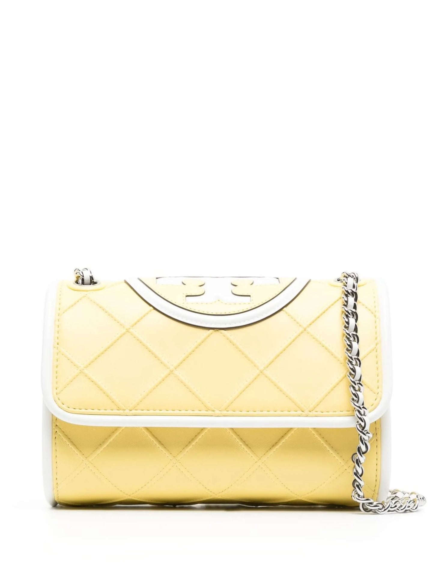 embossed and quilted cross-body bag