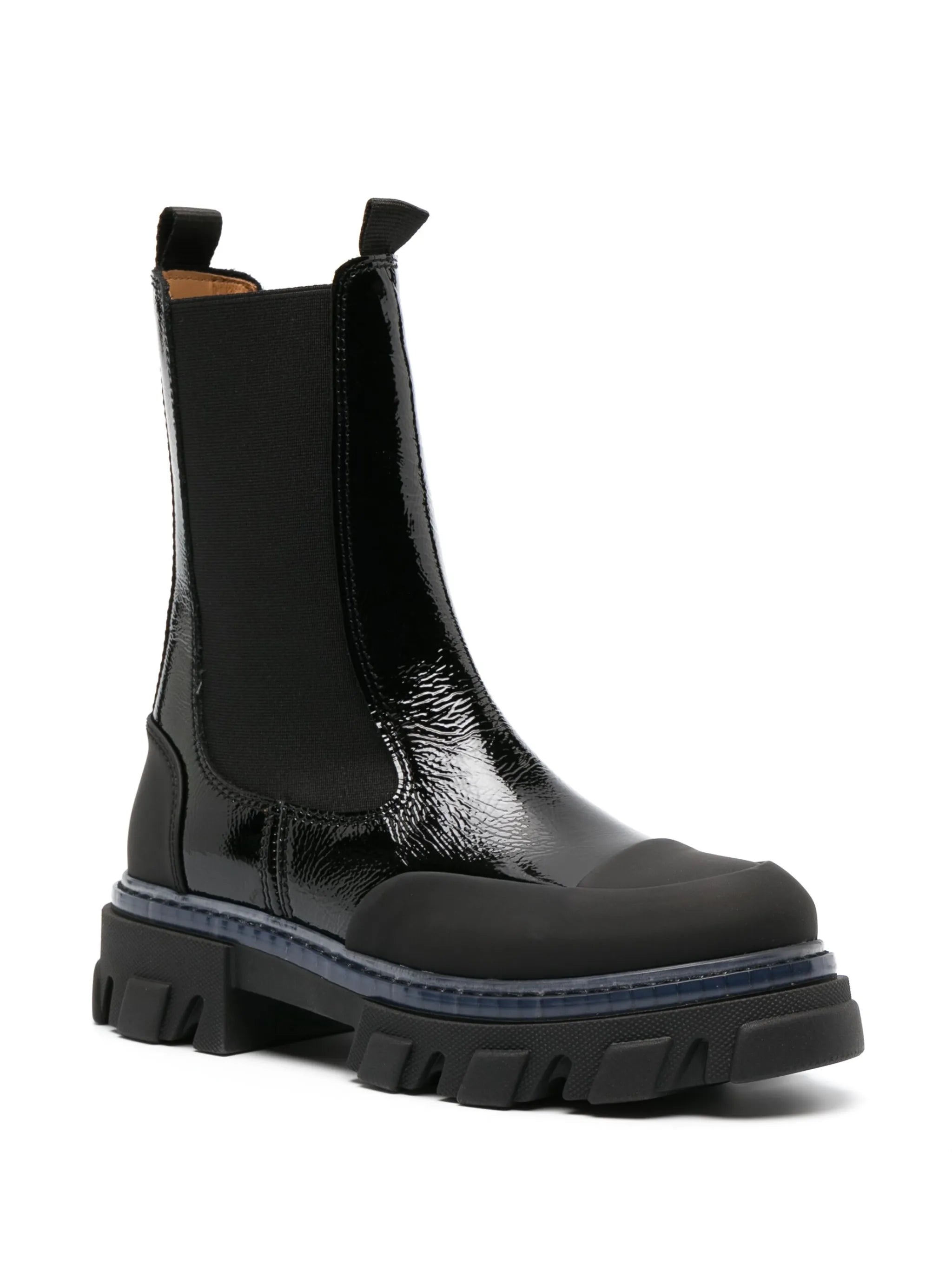 patent leather ankle boots