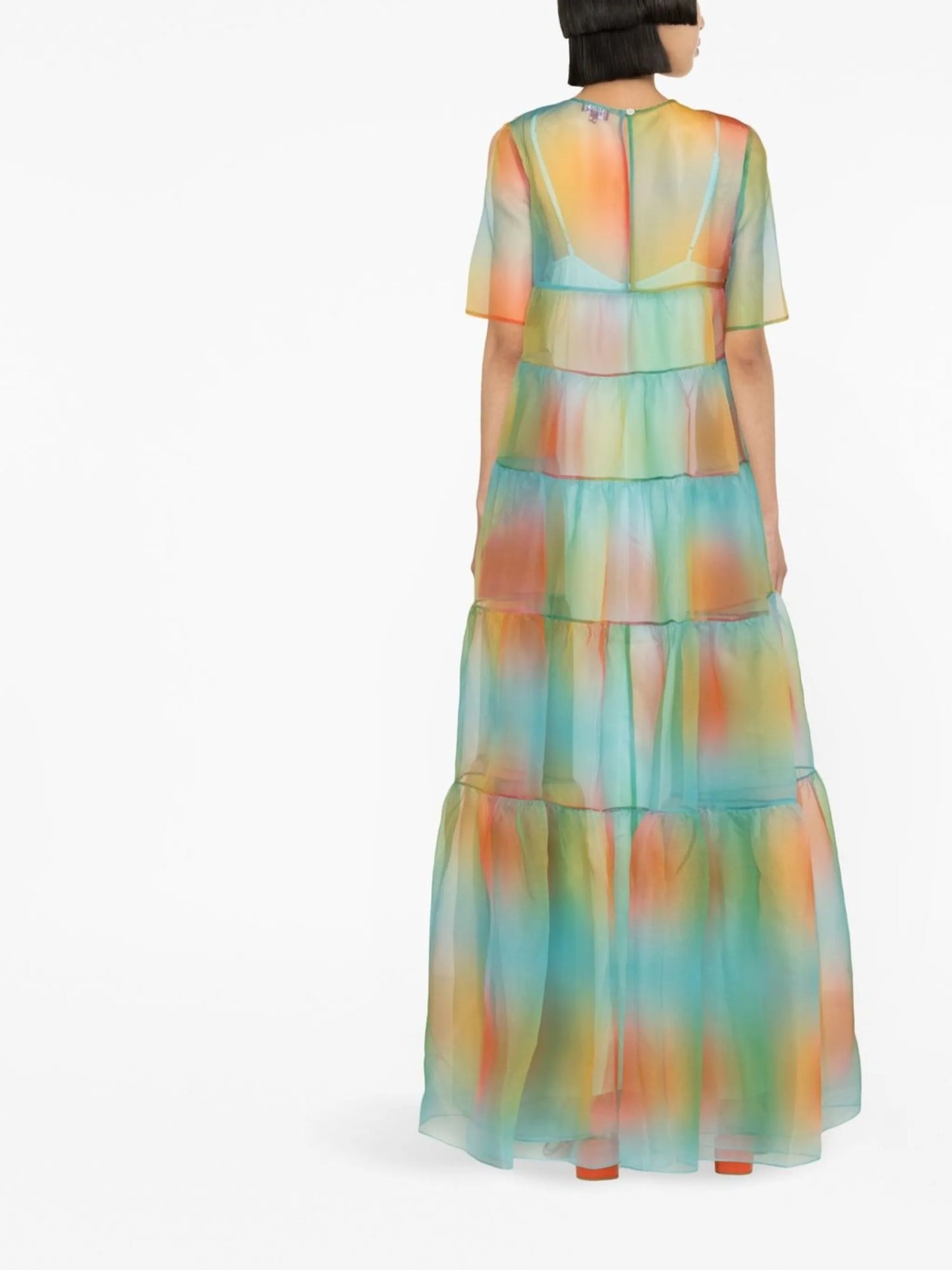 Hyacinth Crepe Organza Tiered Maxi Dress