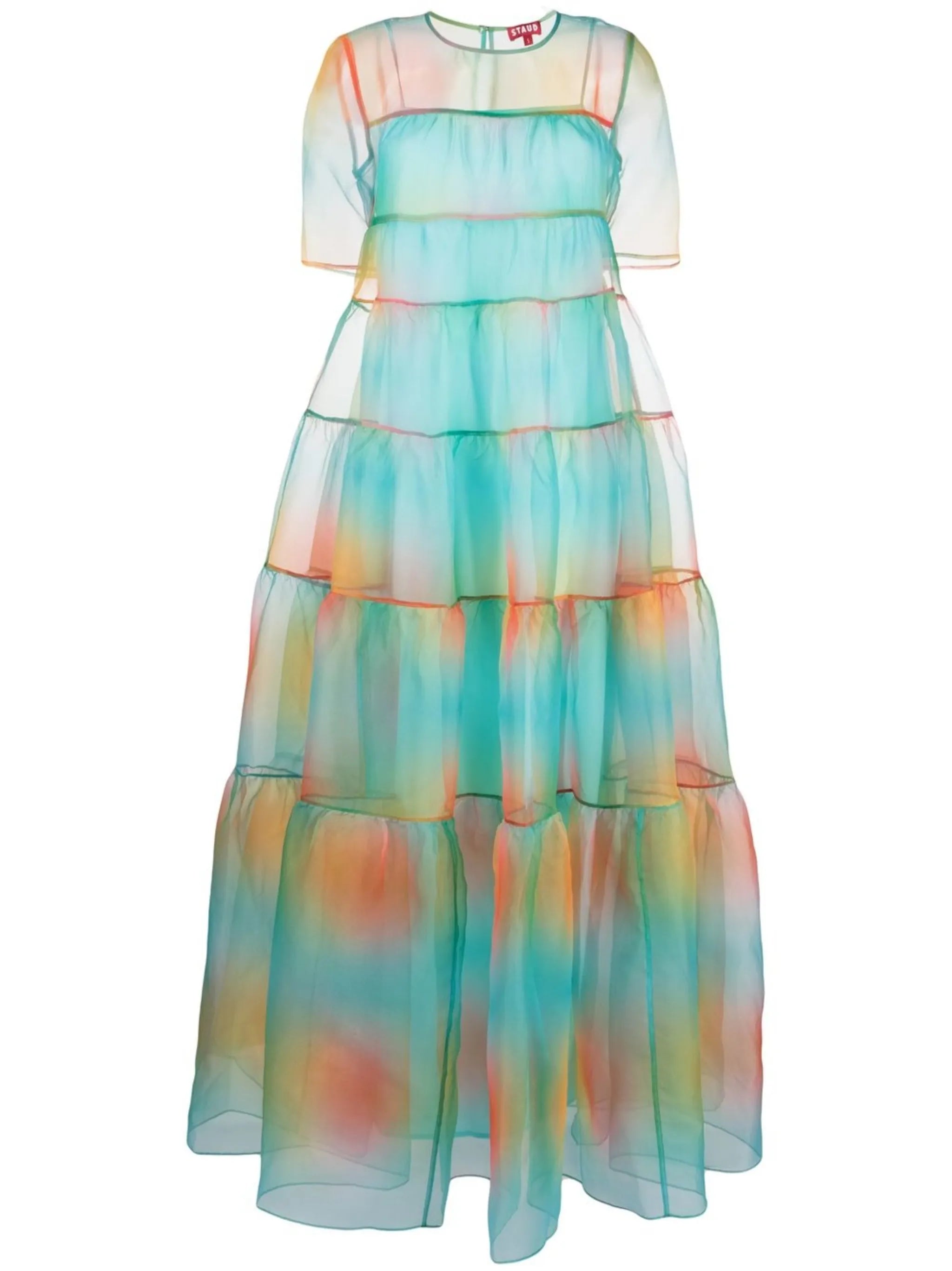 Hyacinth Crepe Organza Tiered Maxi Dress