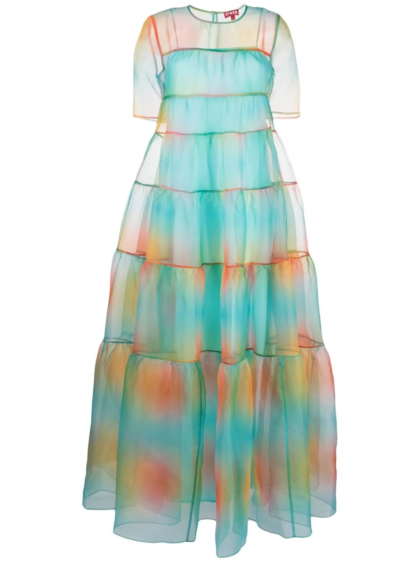 Hyacinth Crepe Organza Tiered Maxi Dress
