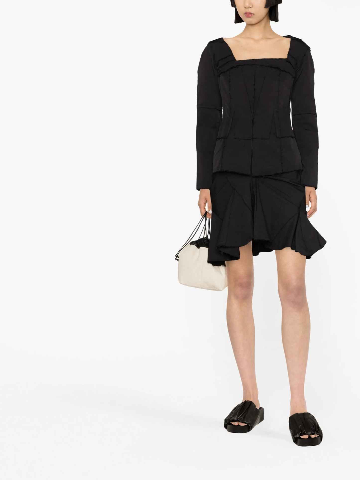 asymmetric ruffled skirt