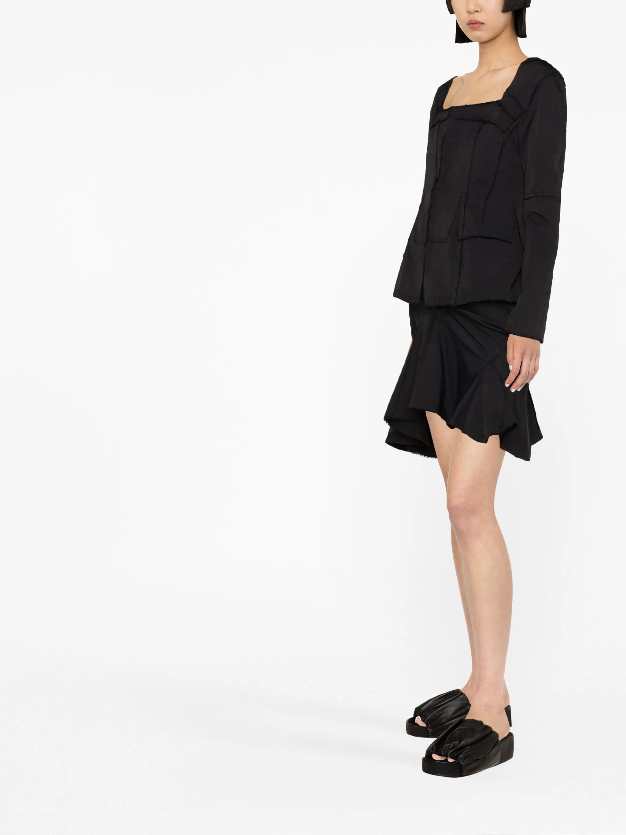 asymmetric ruffled skirt