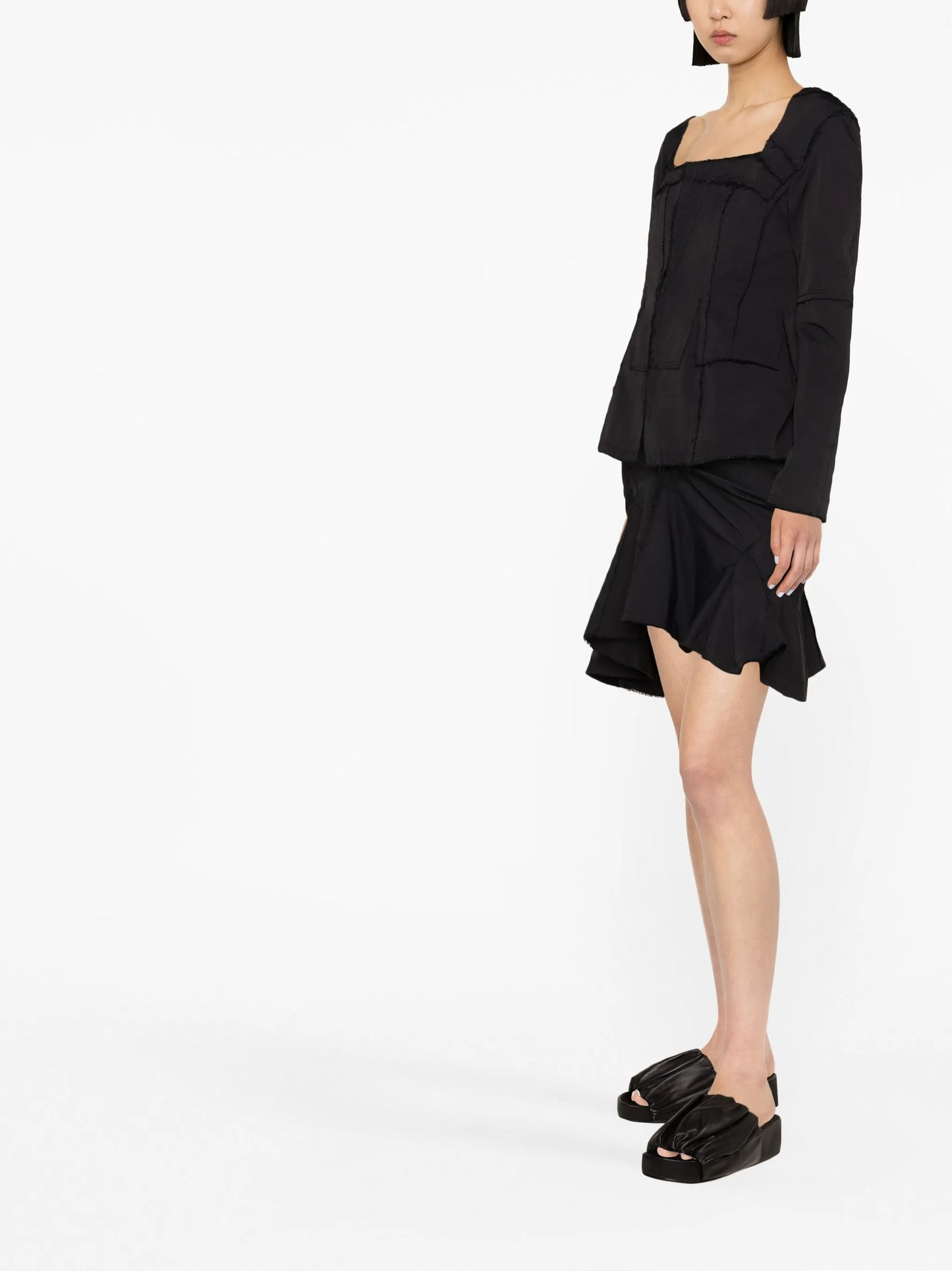 asymmetric ruffled skirt