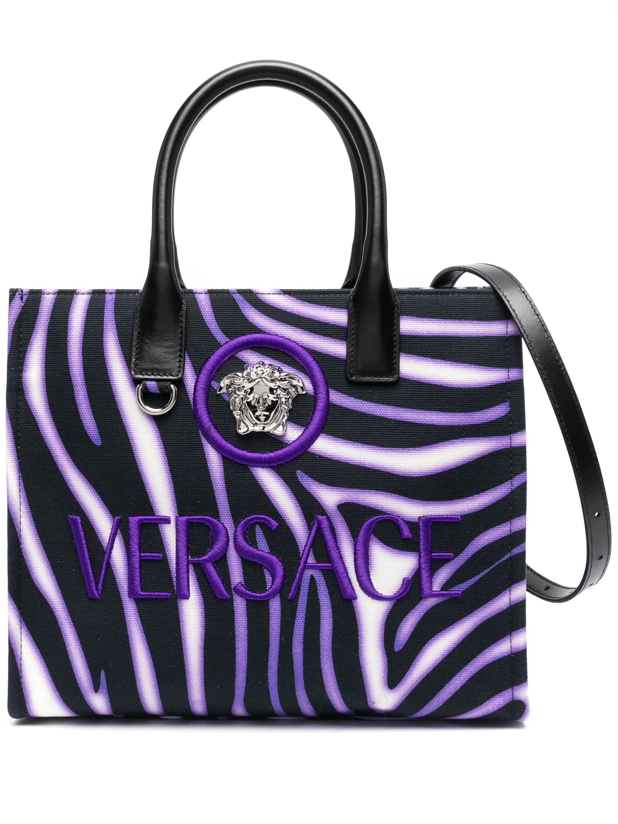 large zebra-print tote bag