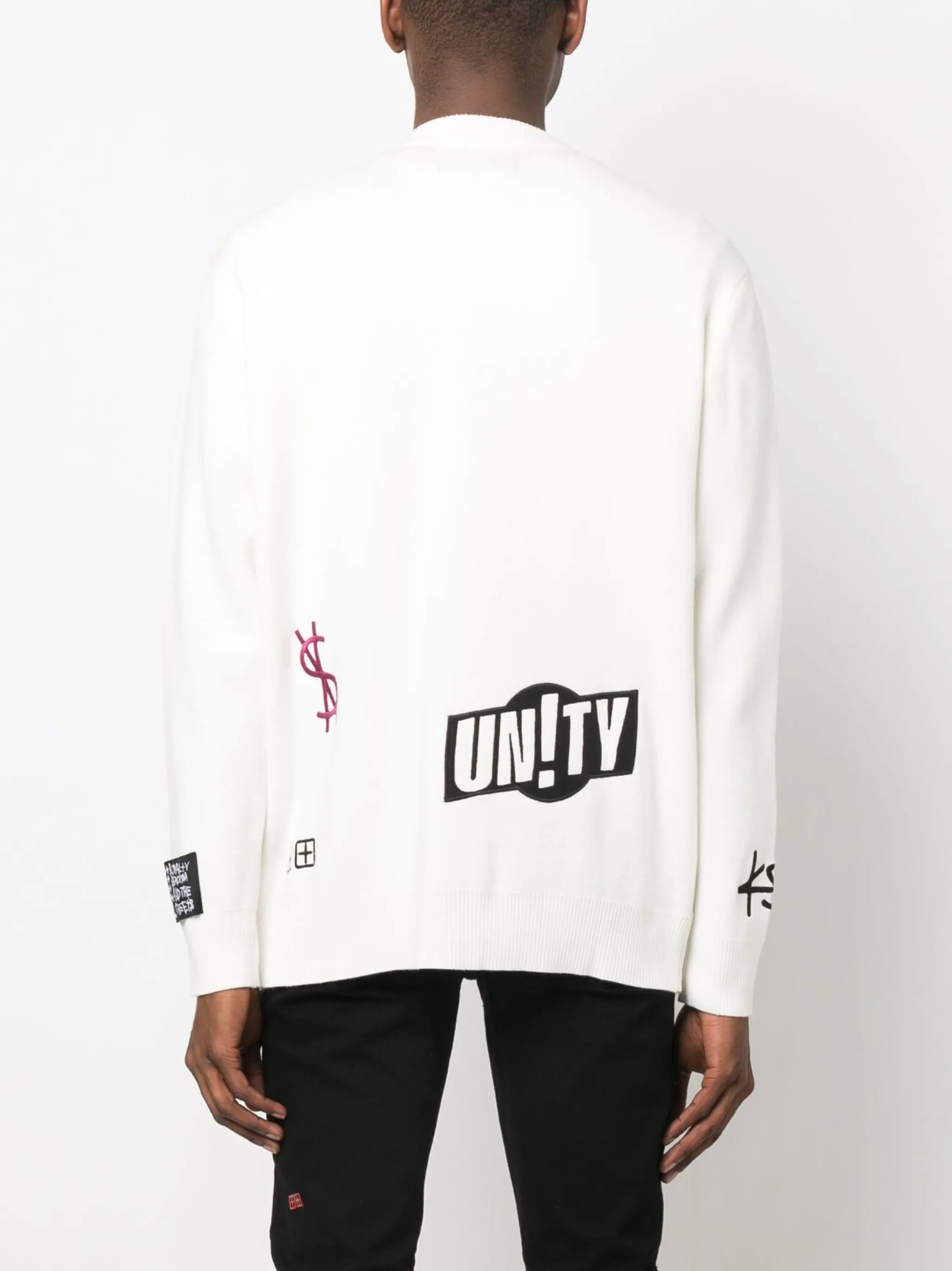 Collective logo-patch cardigan