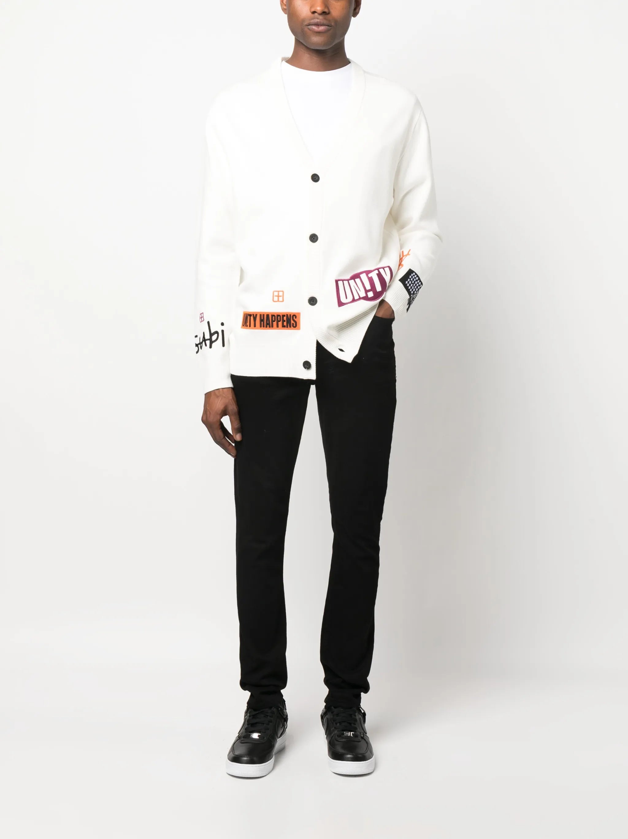 Collective logo-patch cardigan