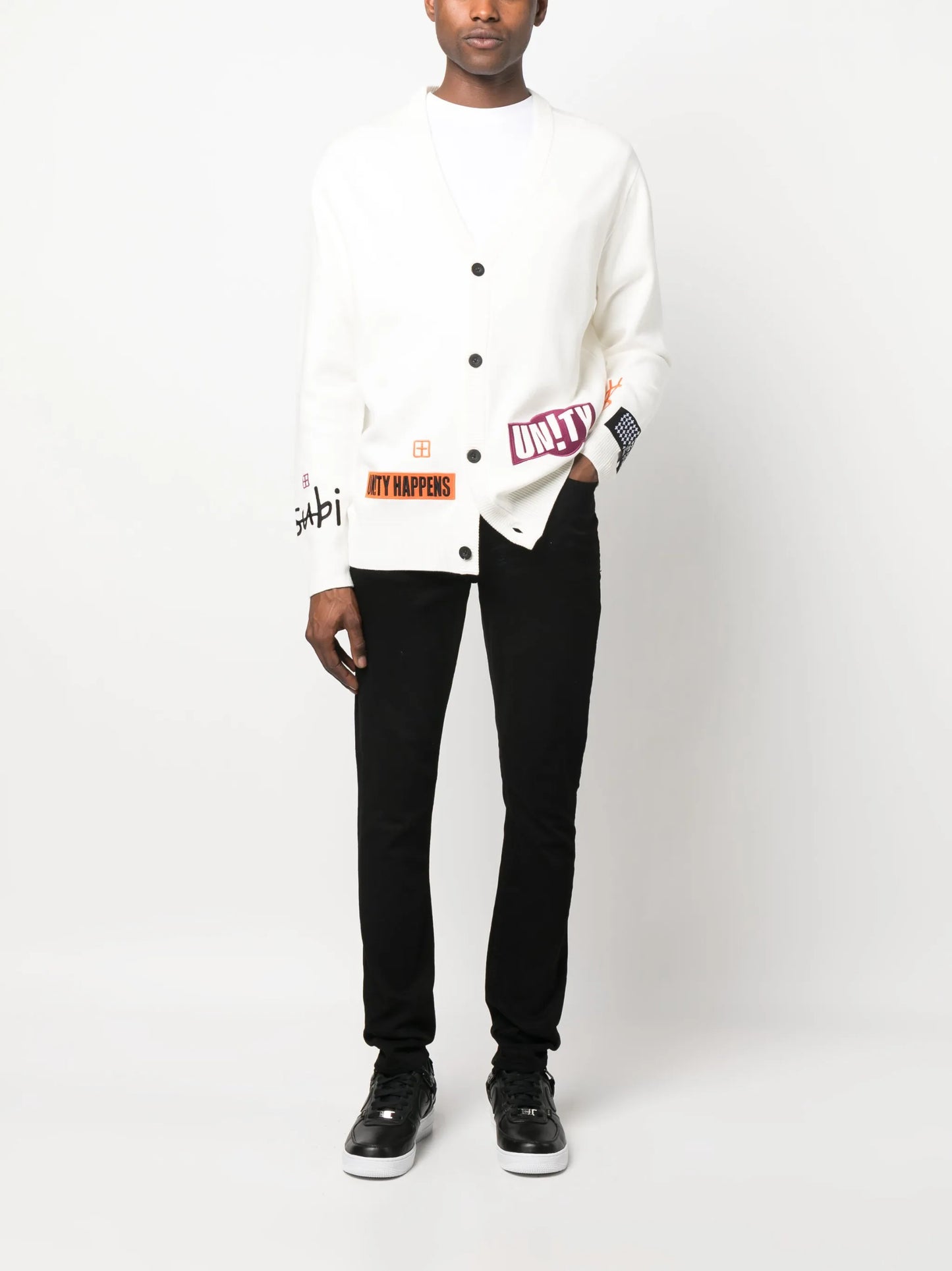 Collective logo-patch cardigan