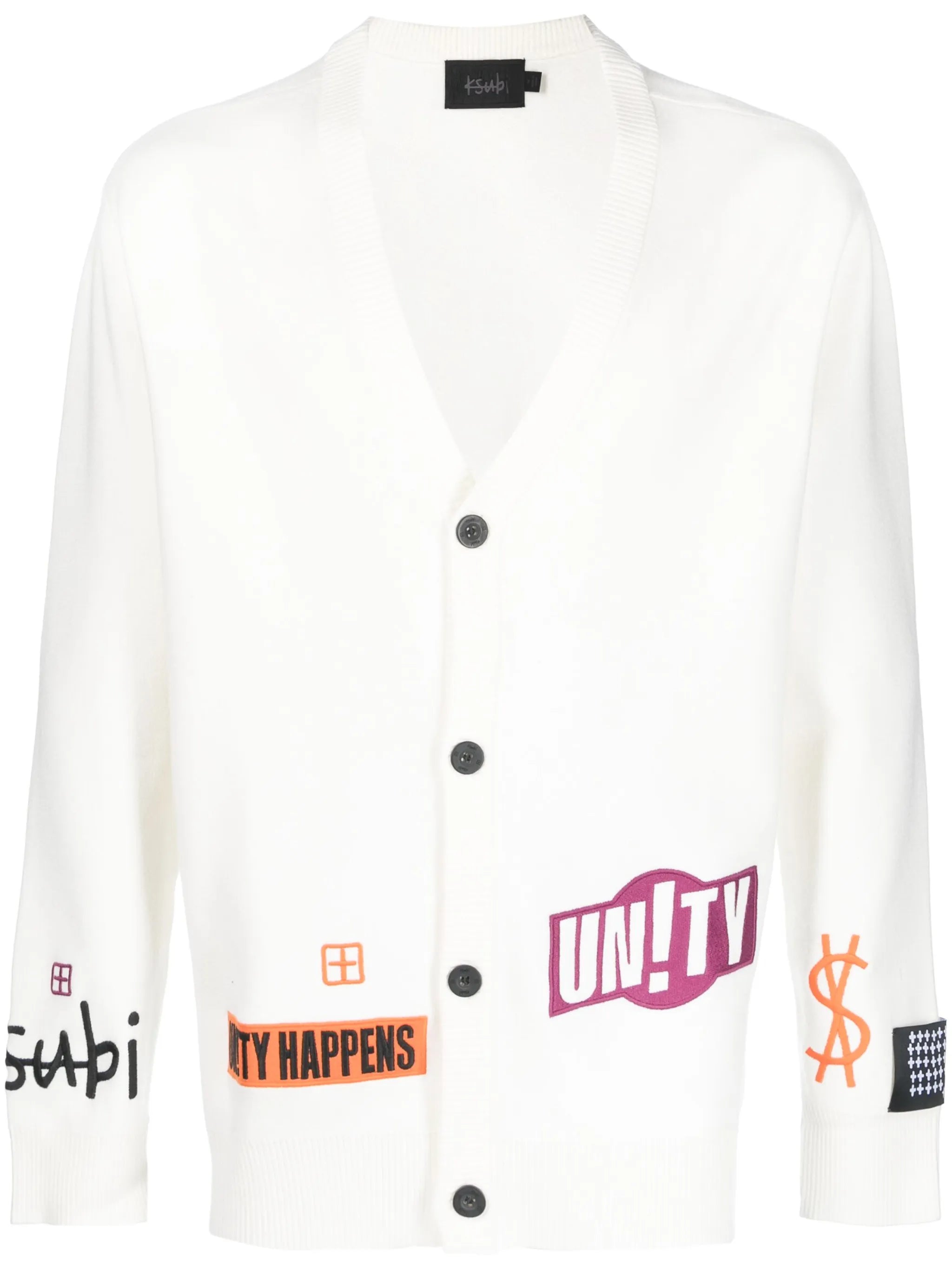 Collective logo-patch cardigan