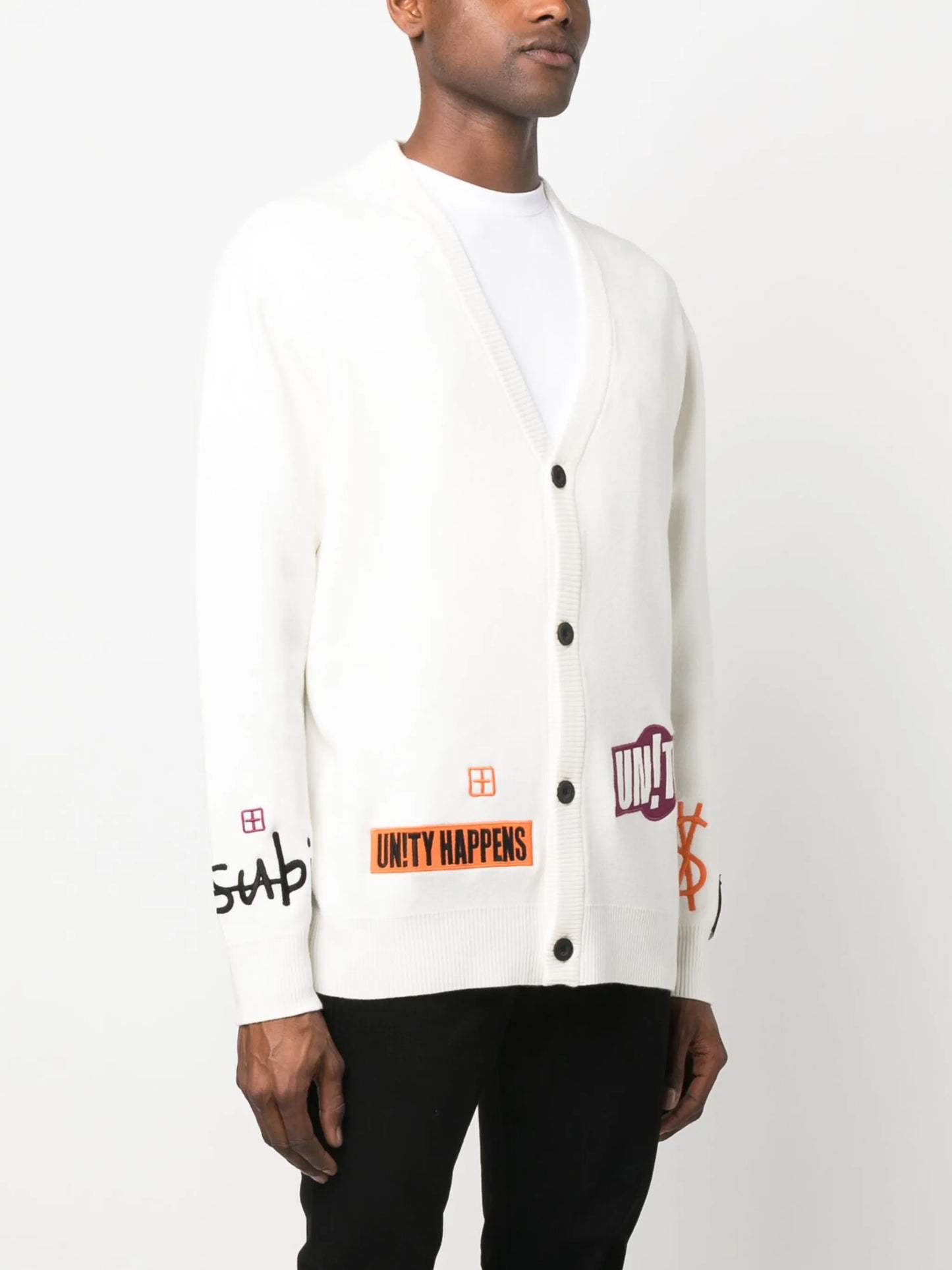 Collective logo-patch cardigan