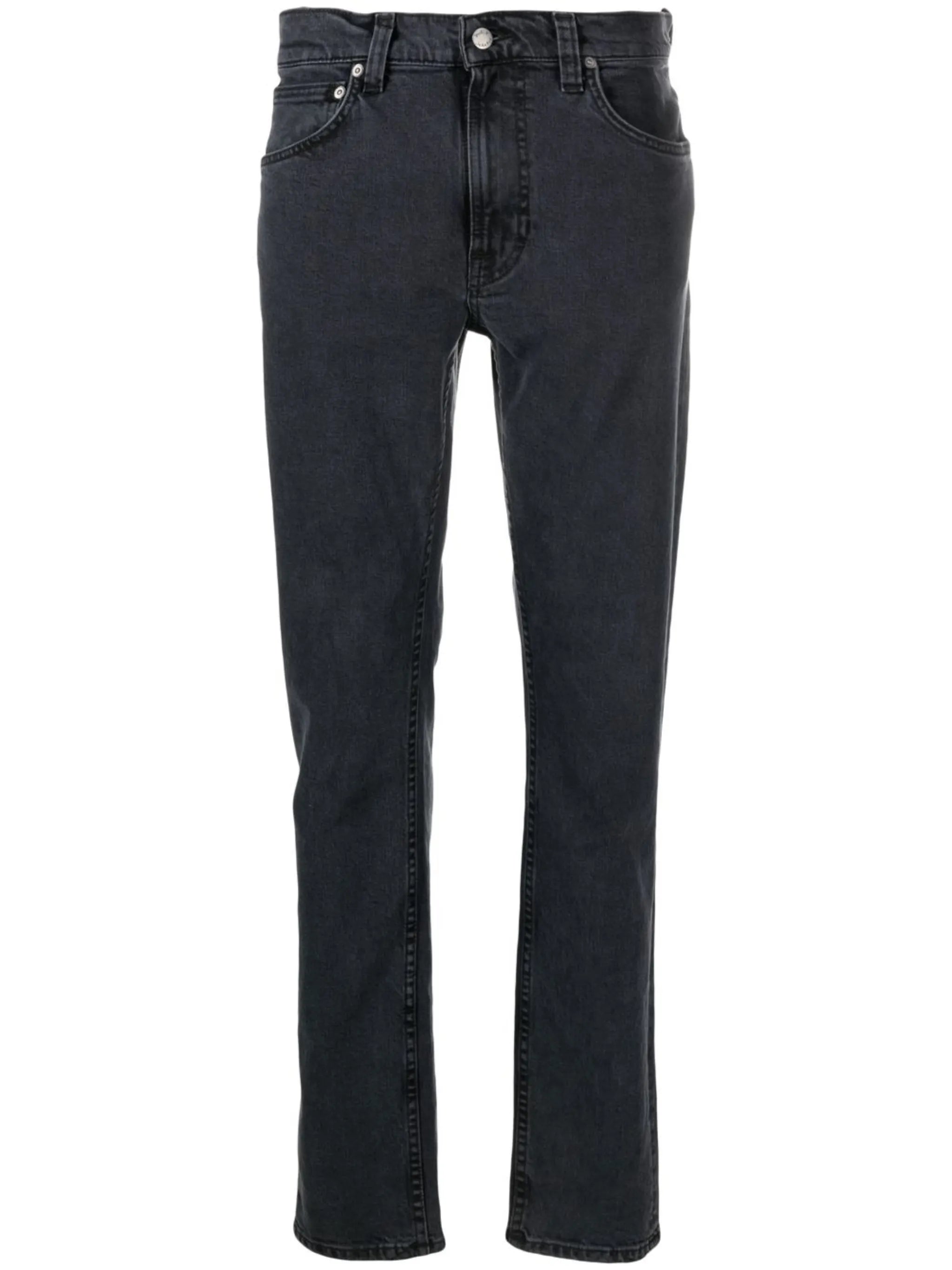 high-waisted straight-leg jeans