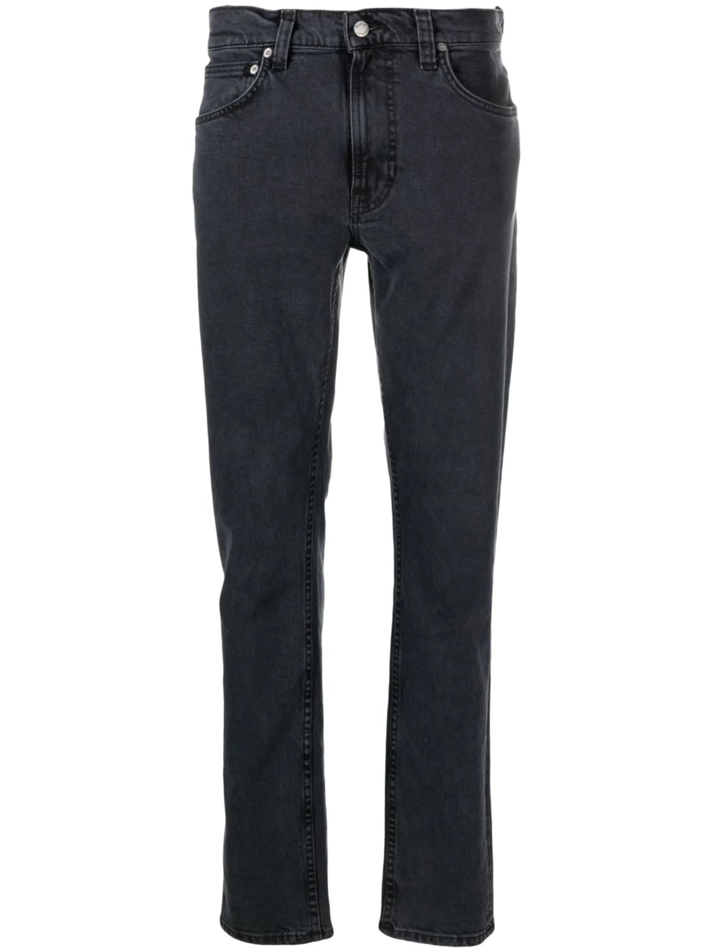 high-waisted straight-leg jeans