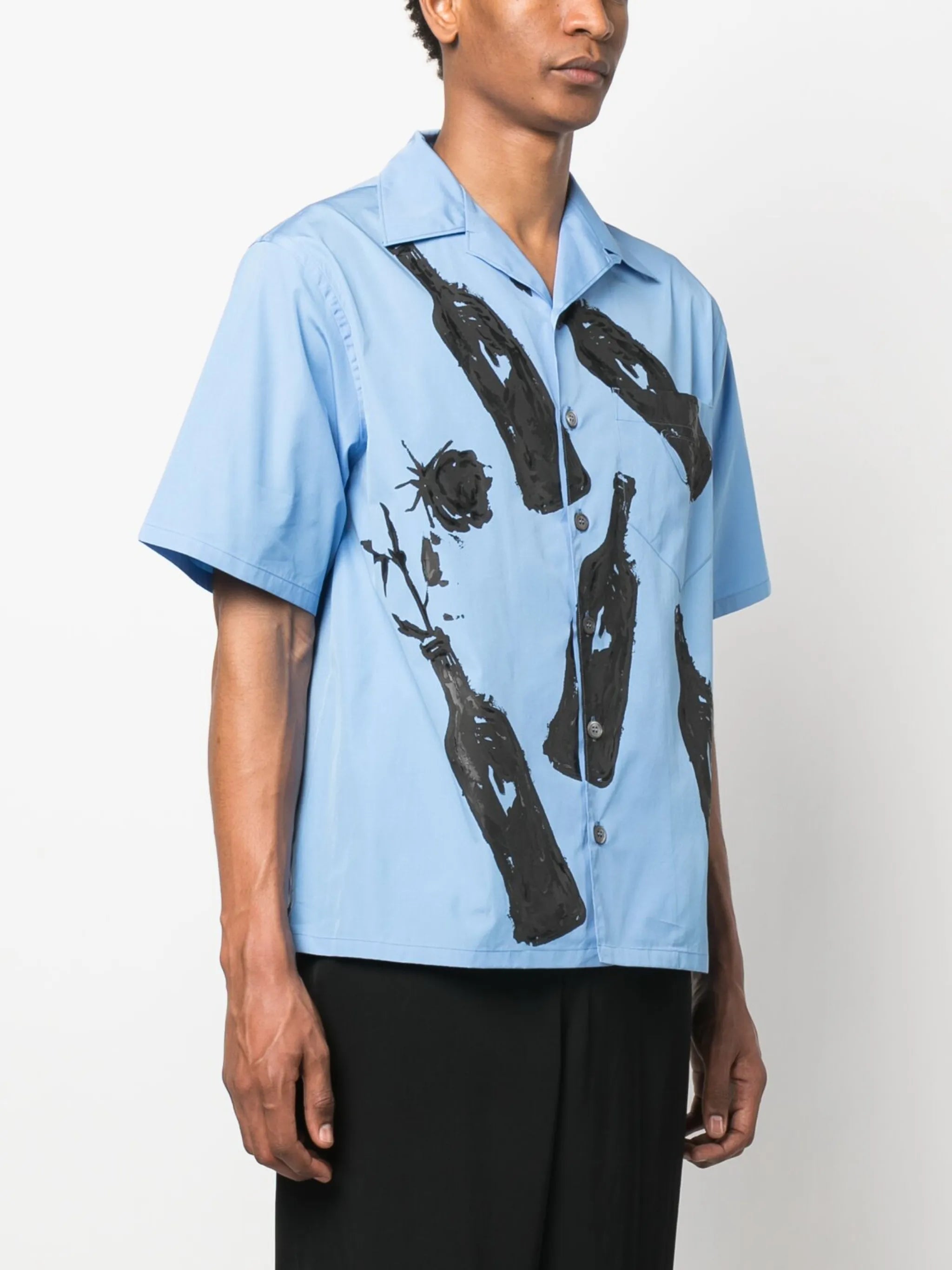 bottle-print short-sleeve shirt
