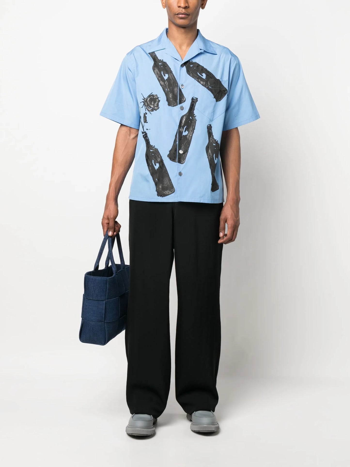 bottle-print short-sleeve shirt