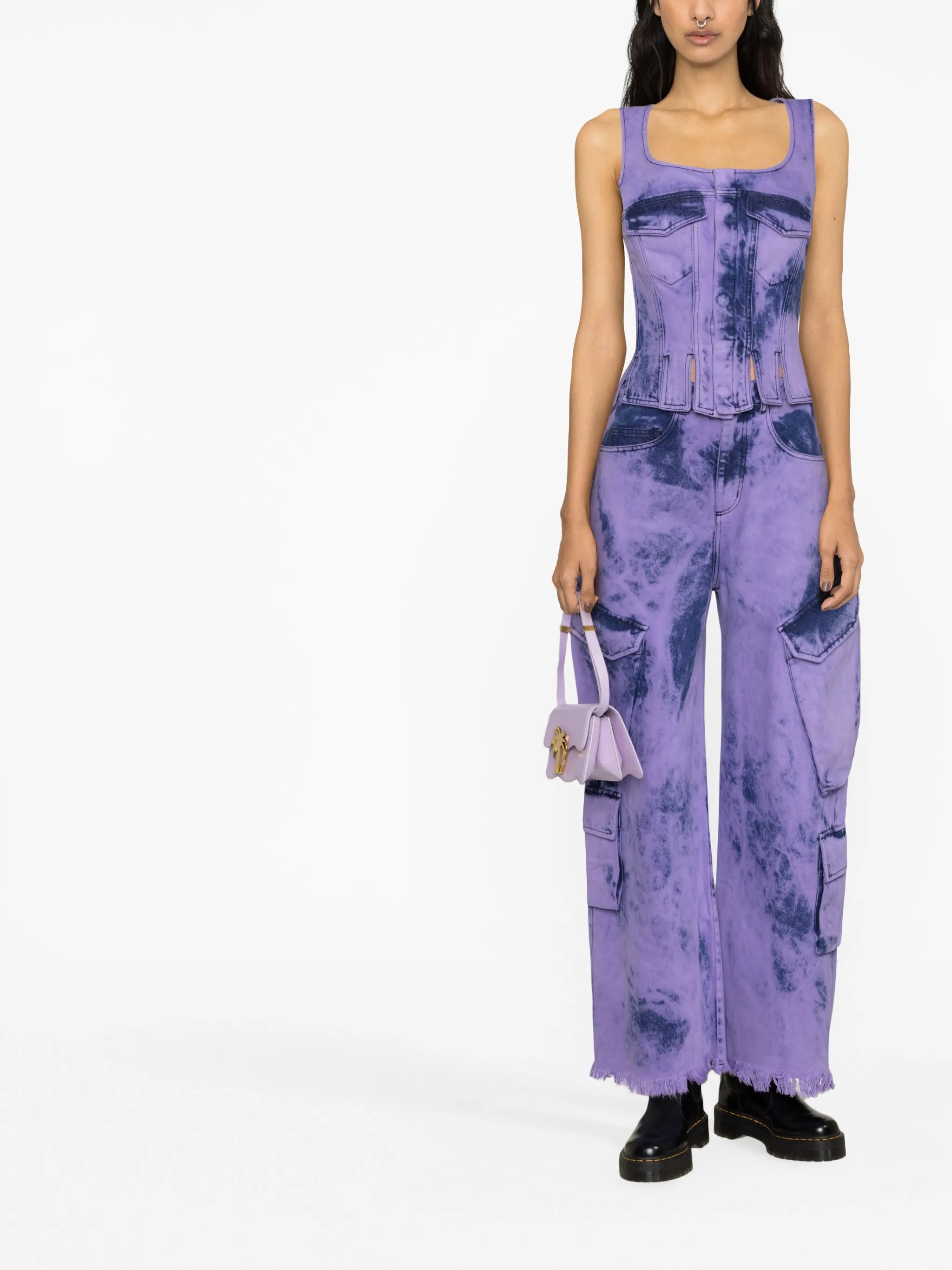 tie-dye denim corset