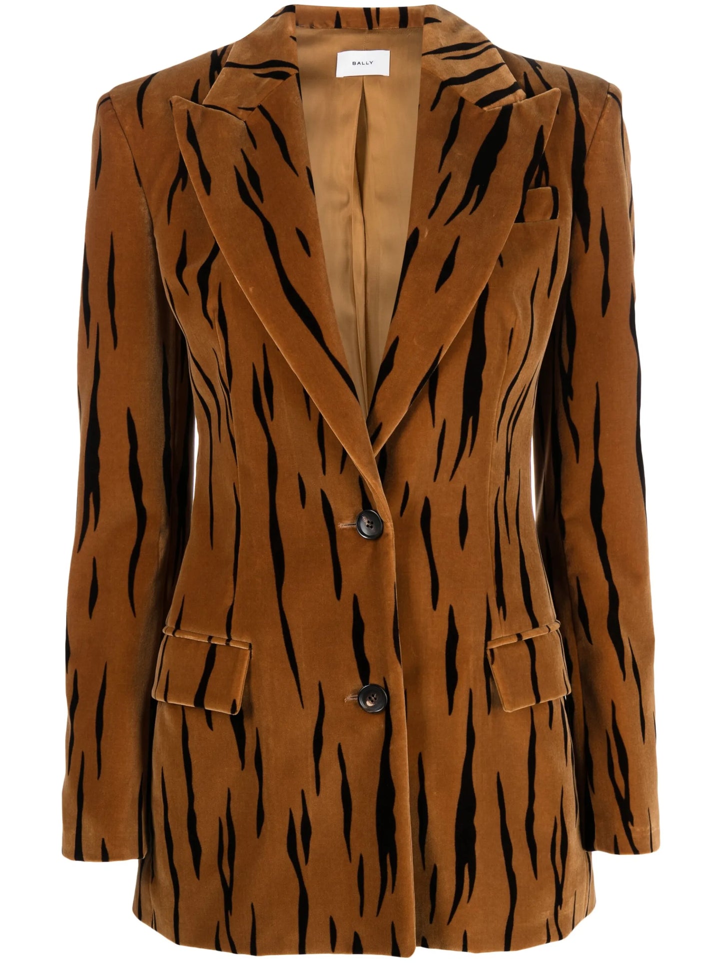 tiger-print double-breasted velvet blazer