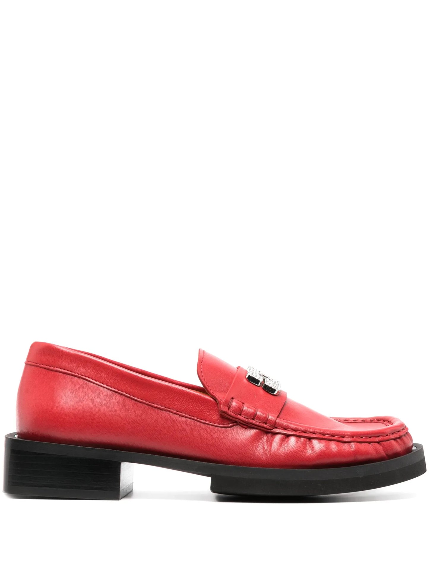 logo-plaque leather loafer