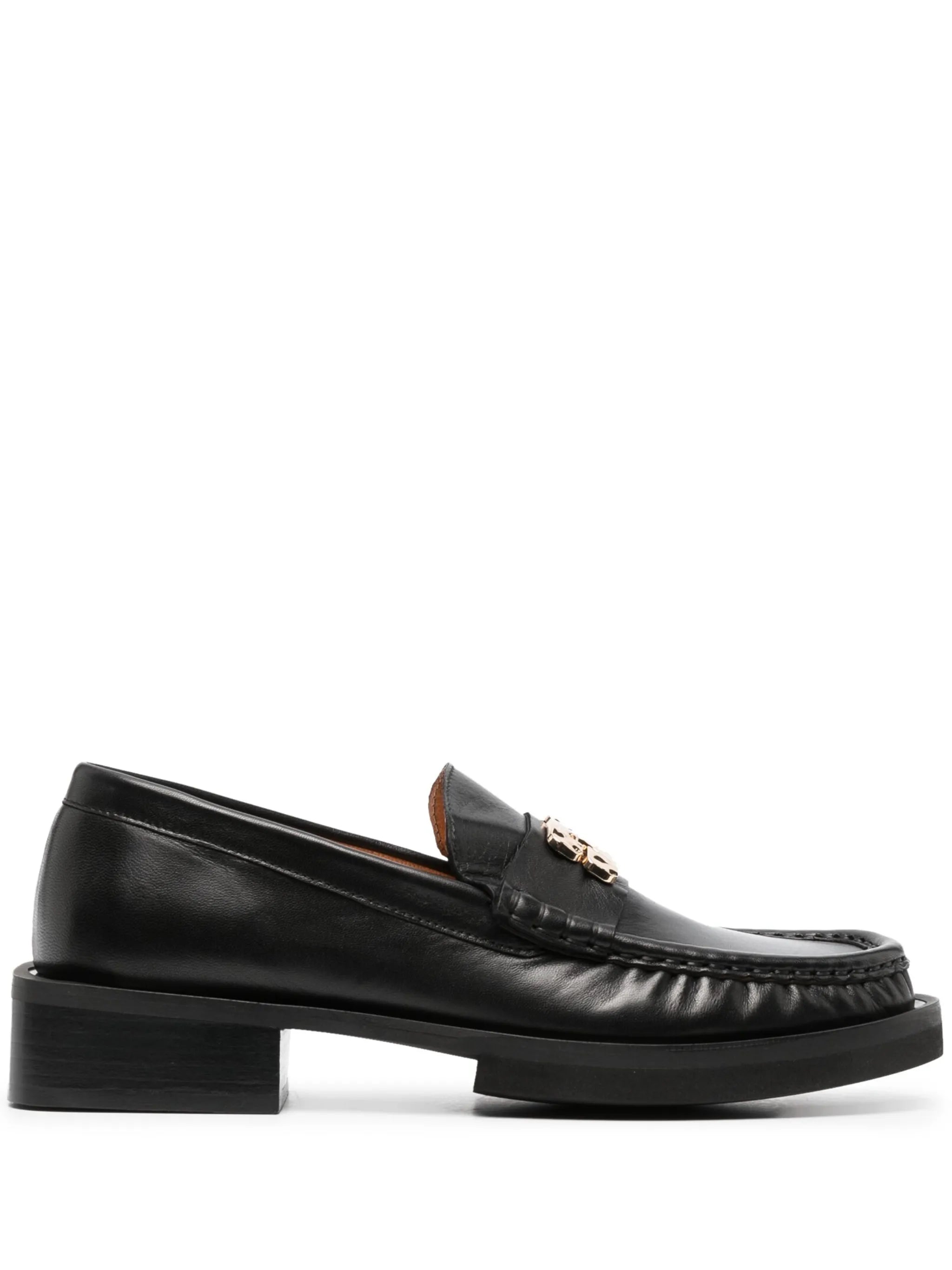 logo-plaque leather loafers