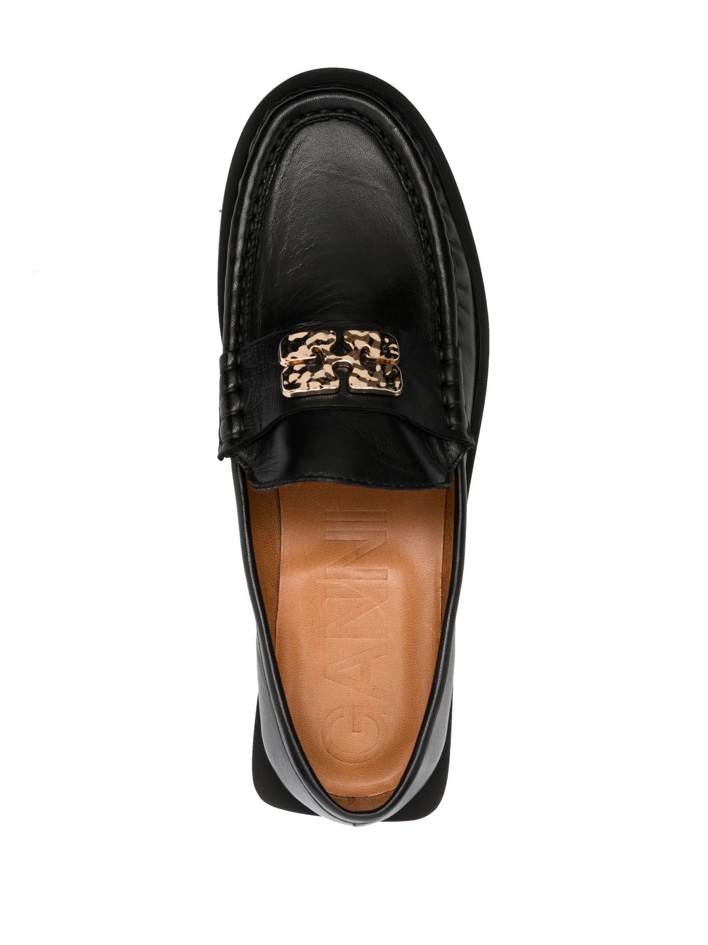 logo-plaque leather loafers