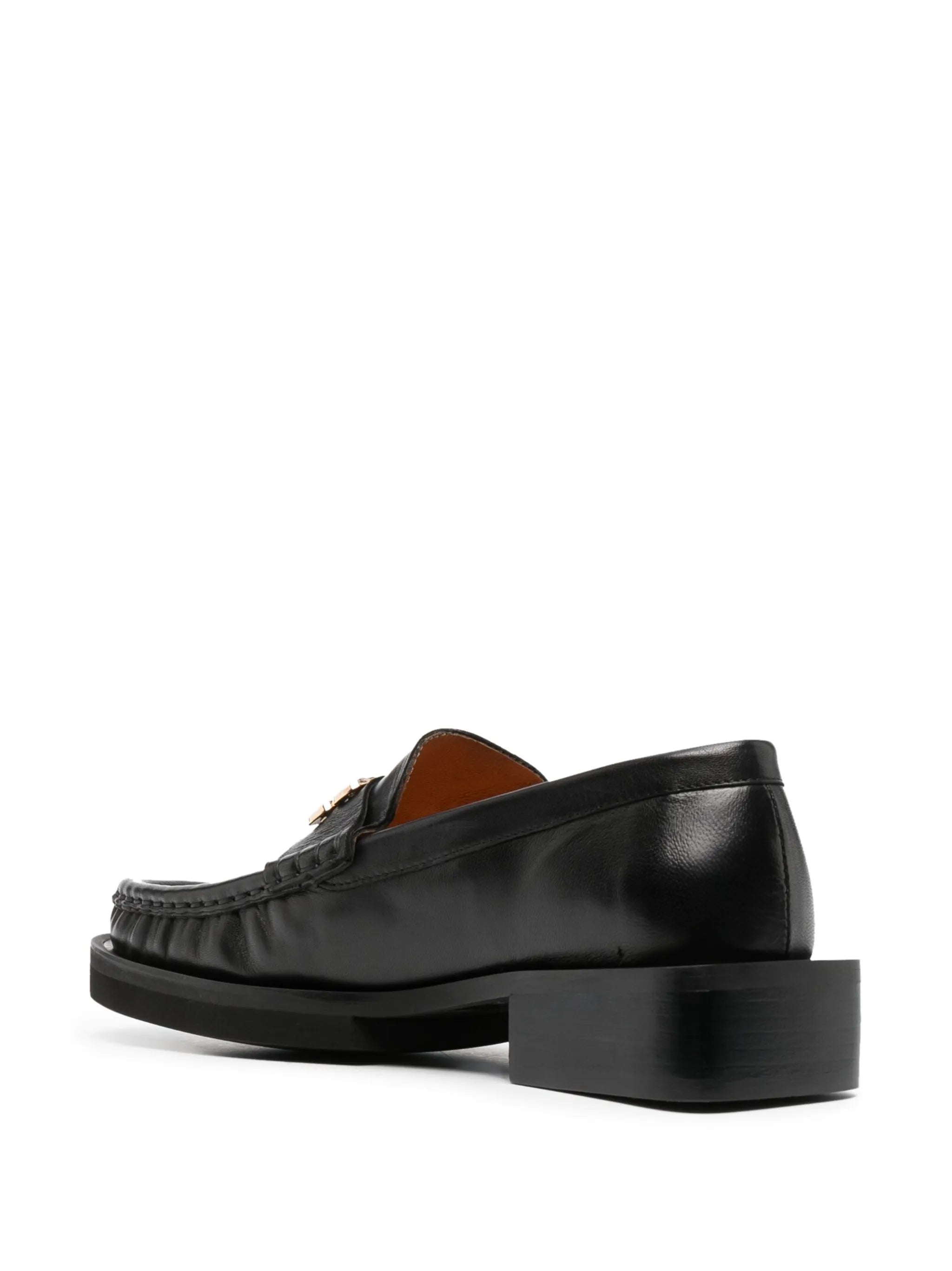 logo-plaque leather loafers