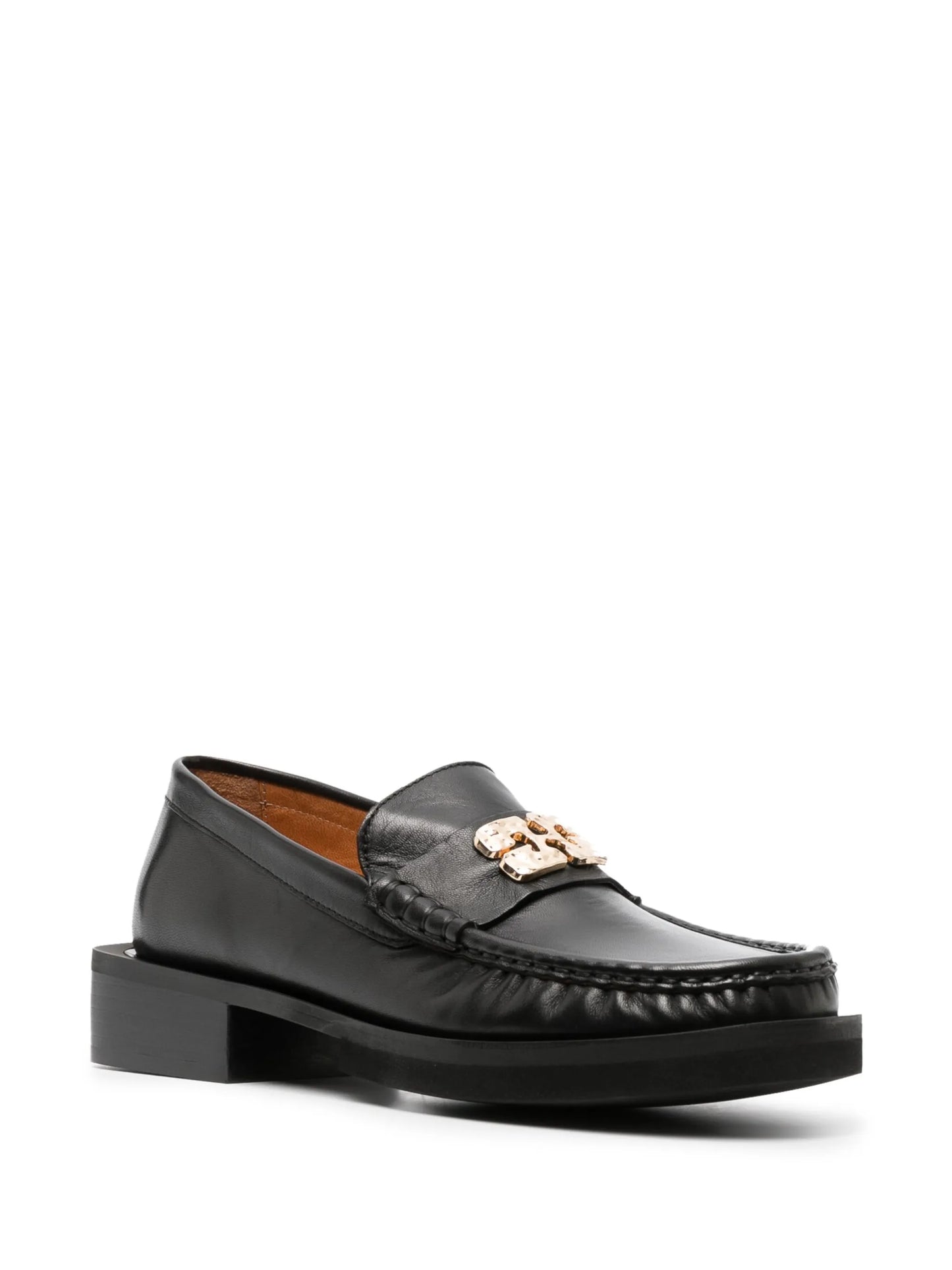 logo-plaque leather loafers